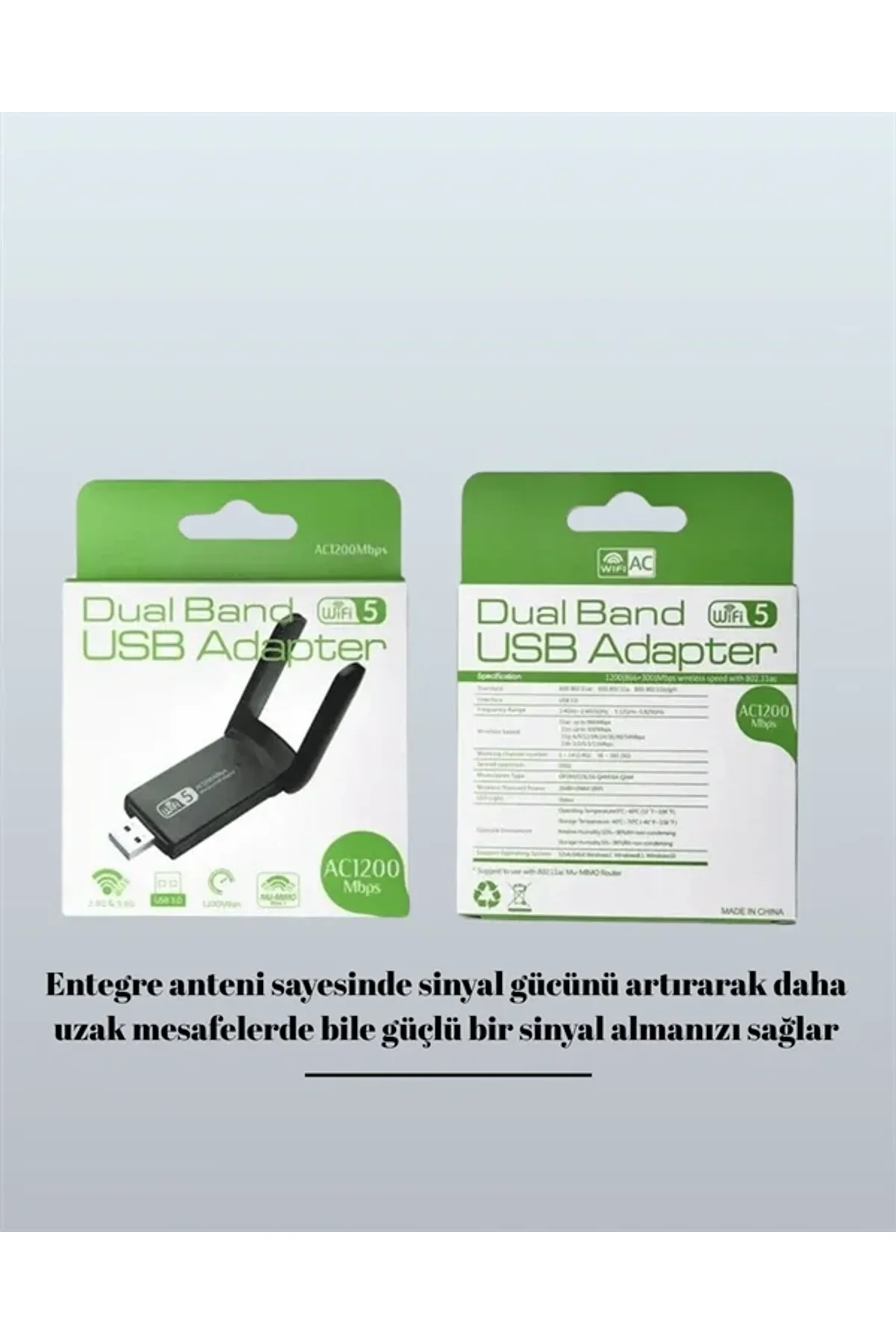 Tak-çalıştır Özellikli Çift Bant Wifi Adaptör – 1200 Mbps - Just Cheap Store Görsel 5