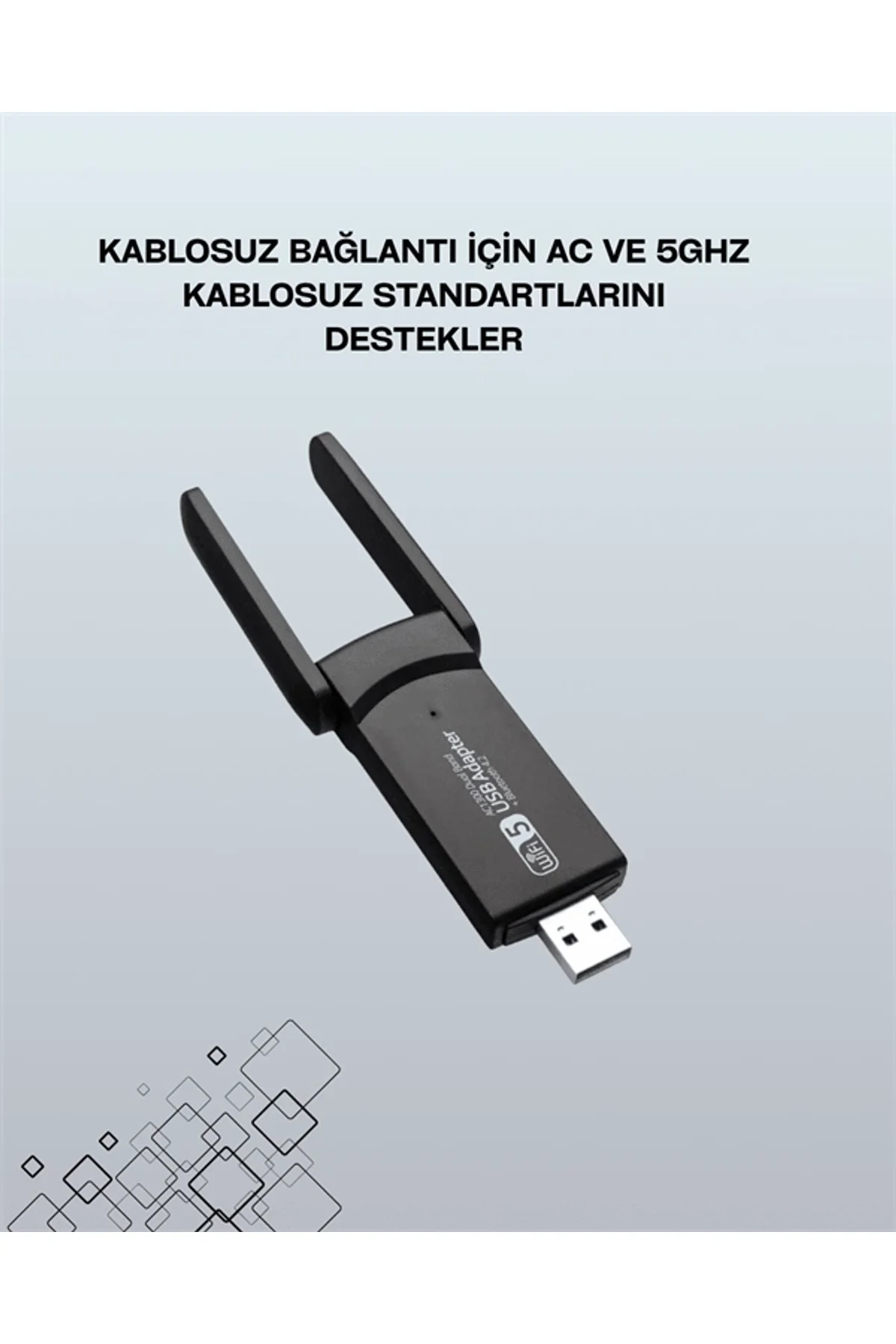 Tak-çalıştır Özellikli Çift Bant Wifi Adaptör – 1200 Mbps