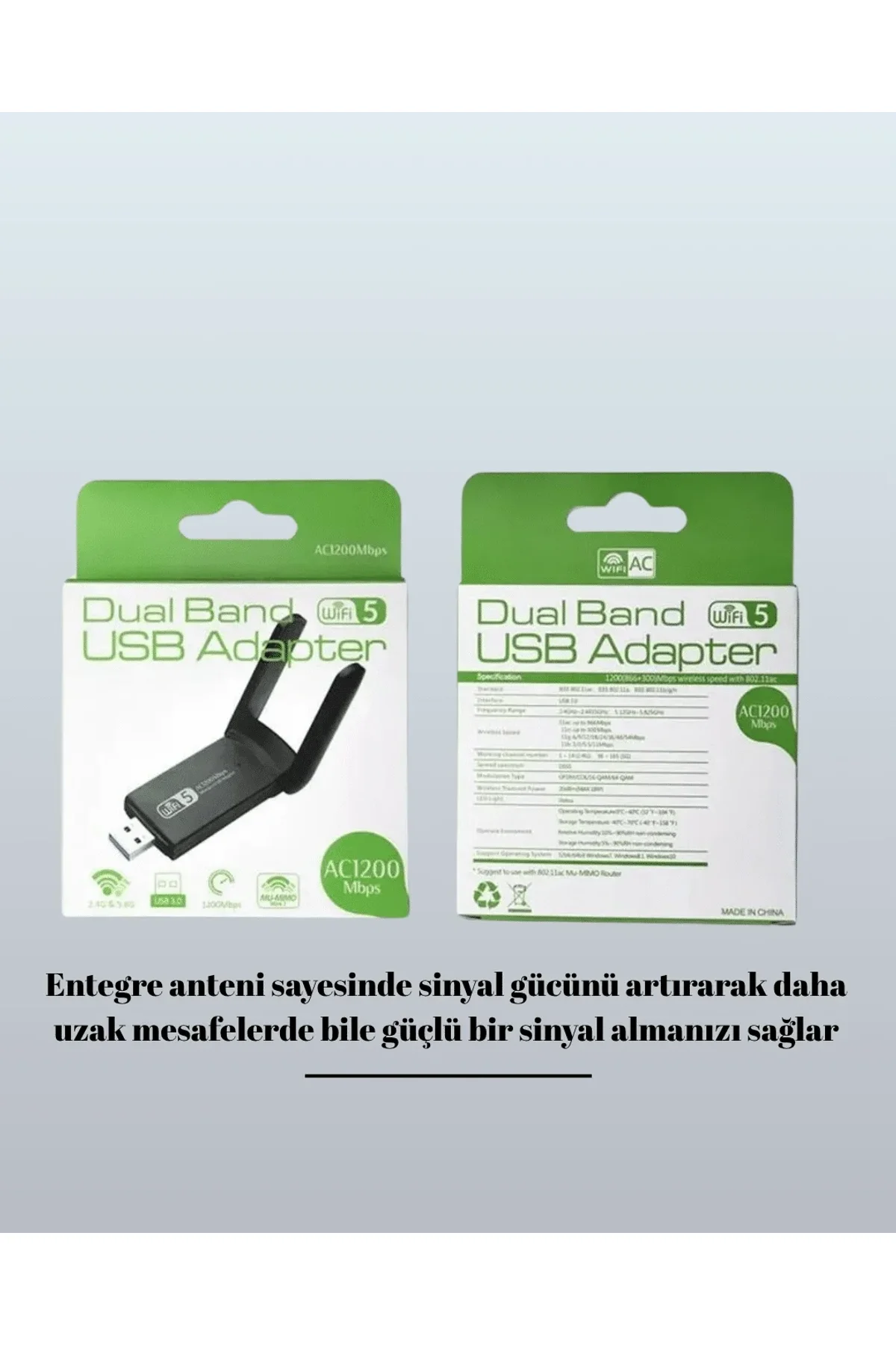 Yüksek Hızlı 1200 Mbps Çift Bant Usb Wifi Adaptör – Güçlü Sinyal, Geniş Uyumluluk - Just Cheap Store Görsel 5