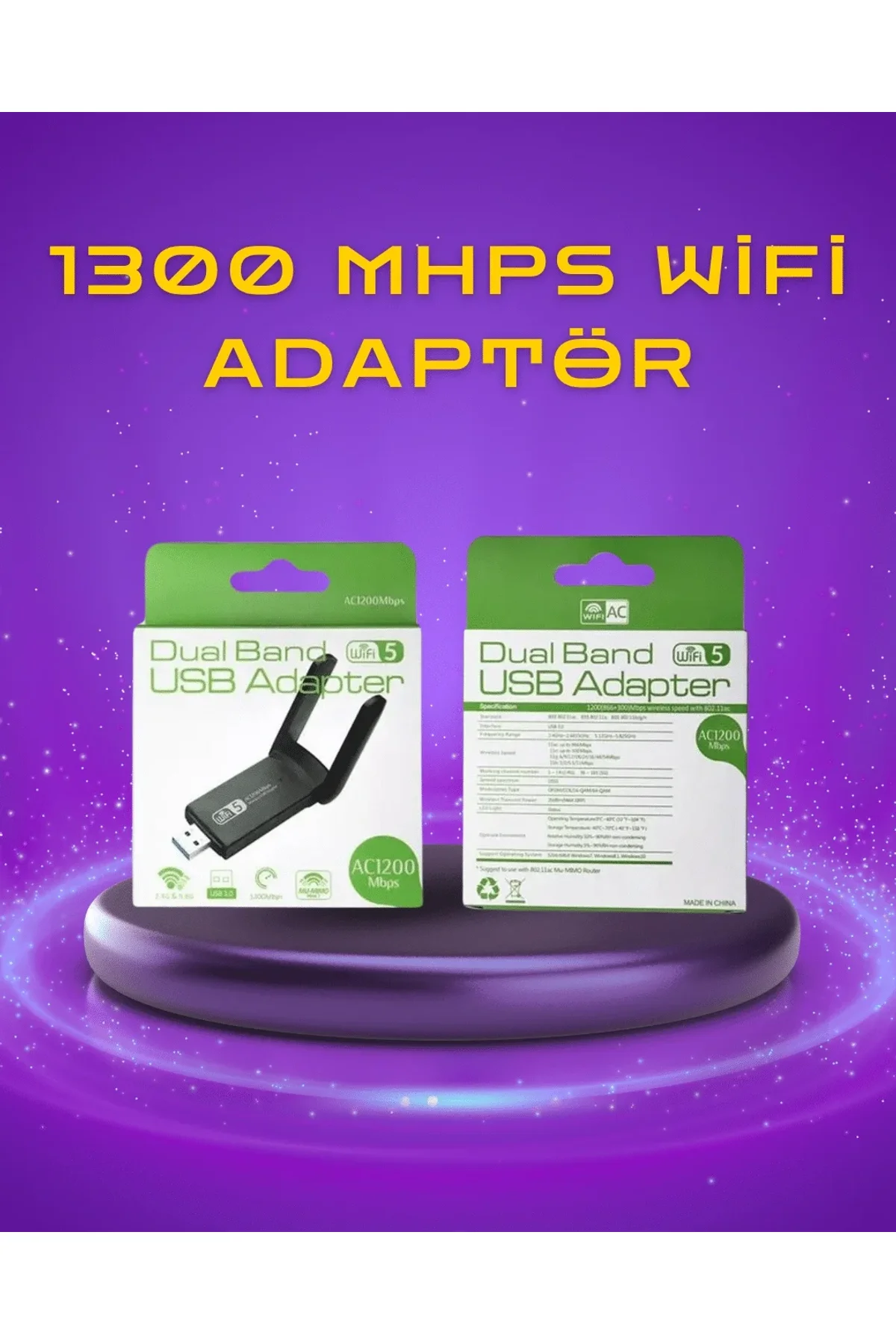 Yüksek Hızlı 1200 Mbps Çift Bant Usb Wifi Adaptör – Güçlü Sinyal, Geniş Uyumluluk - Just Cheap Store Görsel 2