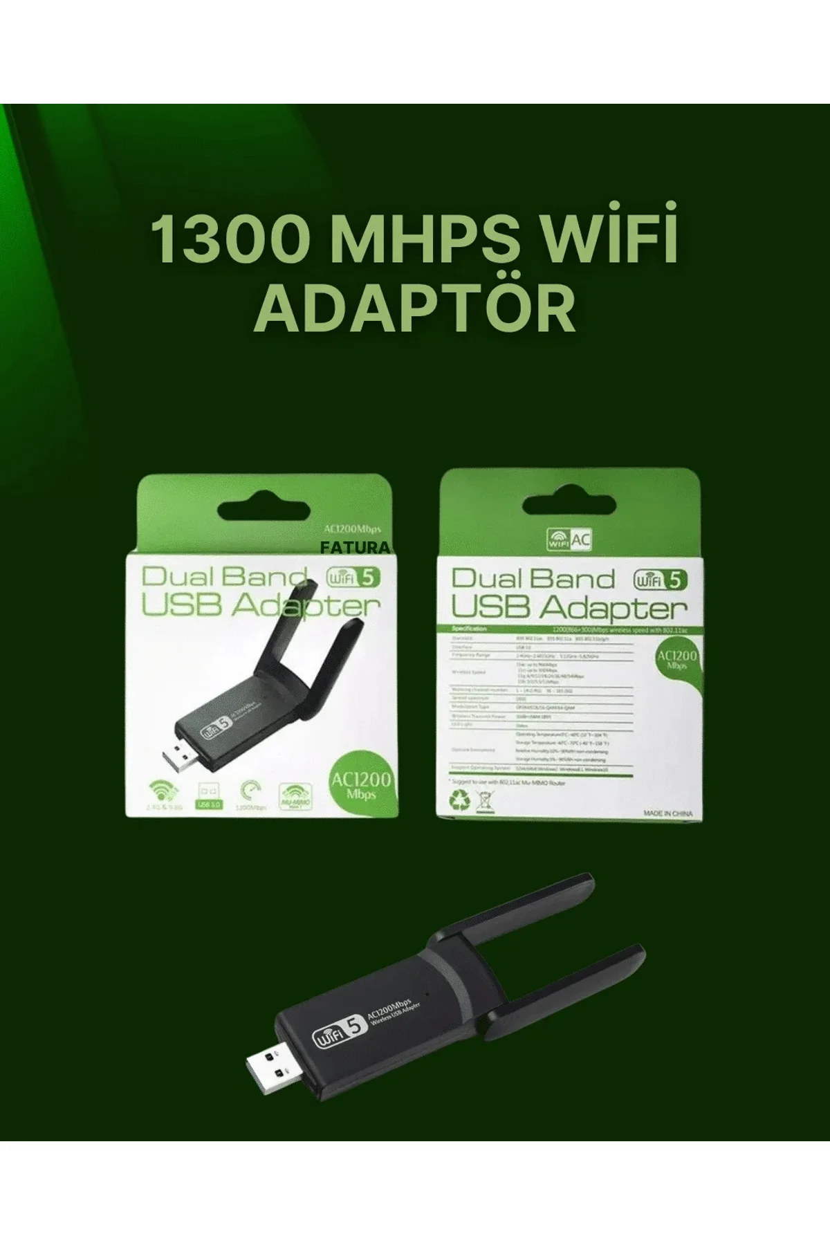 Usb 3.0 Wireless Adaptör – 2.4ghz &amp; 5ghz Destekli - Just Cheap Store Görsel 2