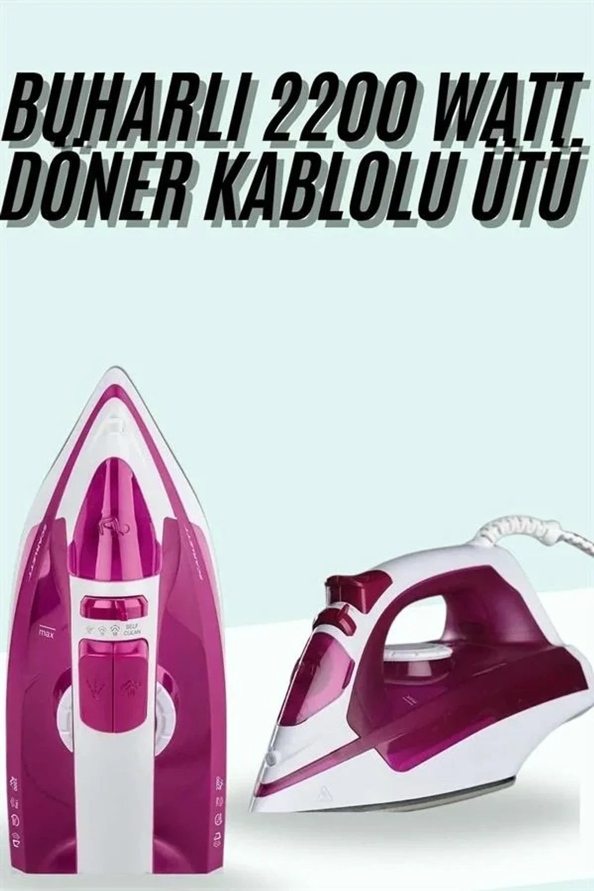 Buharlı Ütü 2200 Watt Seramik Tabanlı Taşınabilir Kablolu Ütü - Just Cheap Store Görsel 3
