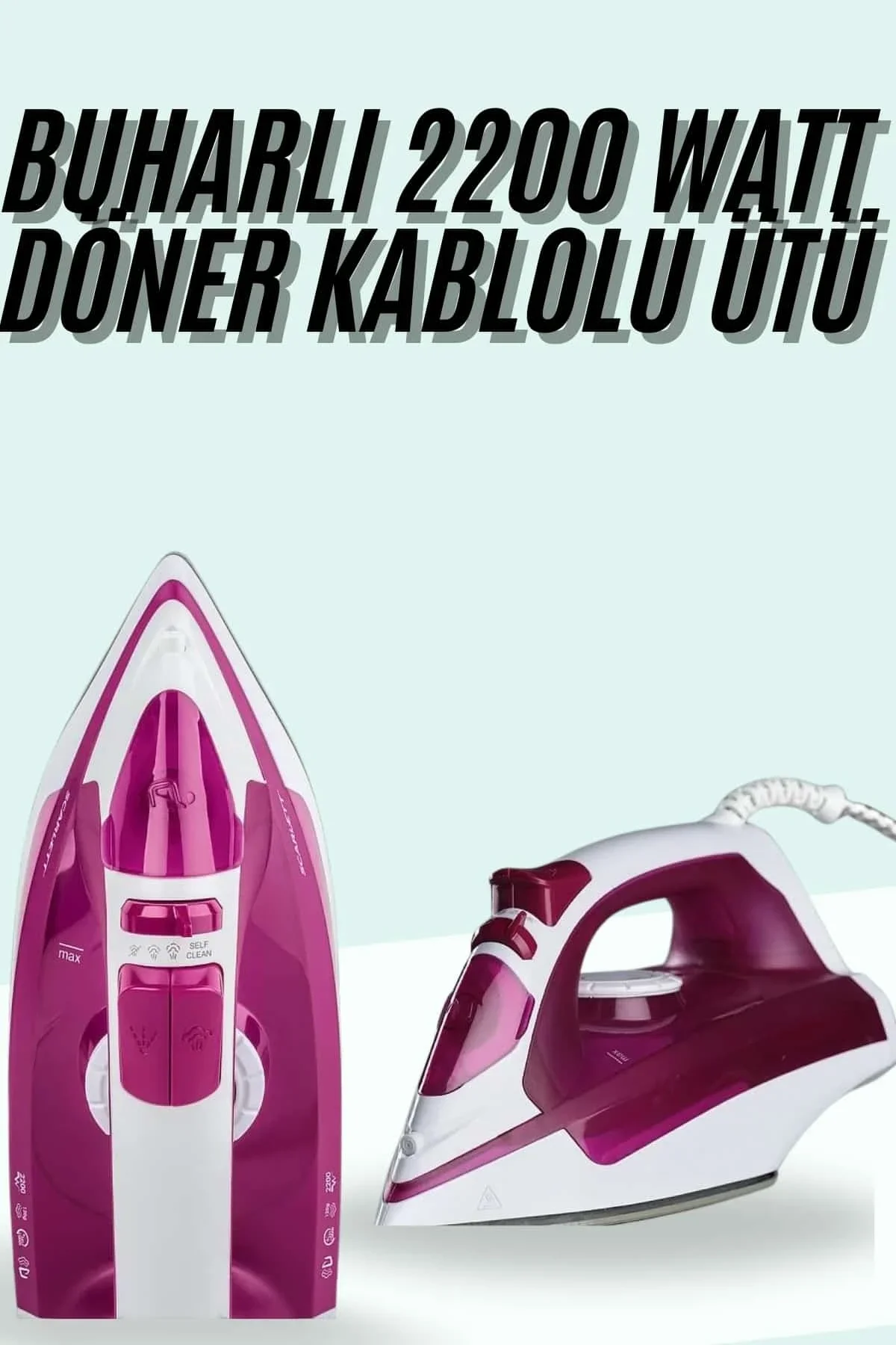 Buharlı Ütü 2200 Watt Seramik Tabanlı Taşınabilir Kablolu Ütü - Just Cheap Store Görsel 2