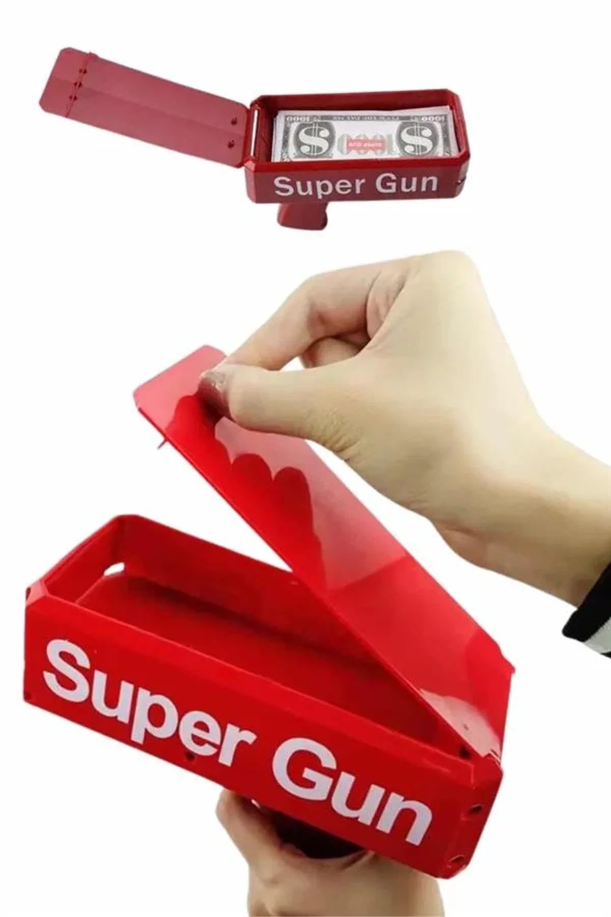 Kırmızı Parti Oyuncağı Para Saçma Fırlatma Tabancası Makinesi Super Money - Just Cheap Store Görsel 2