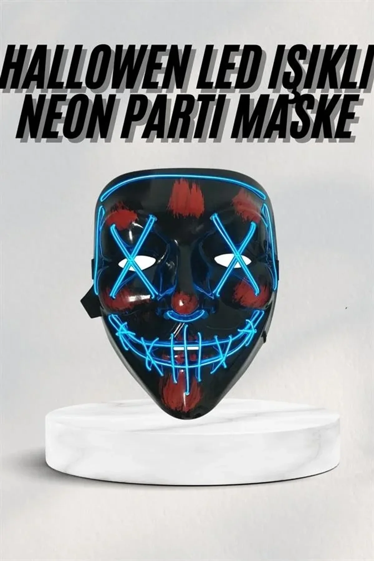 Led Işıklı Neon Maske Cadılar Bayramı Maskesi Korkunç Korku Maskesi - Just Cheap Store Görsel 3