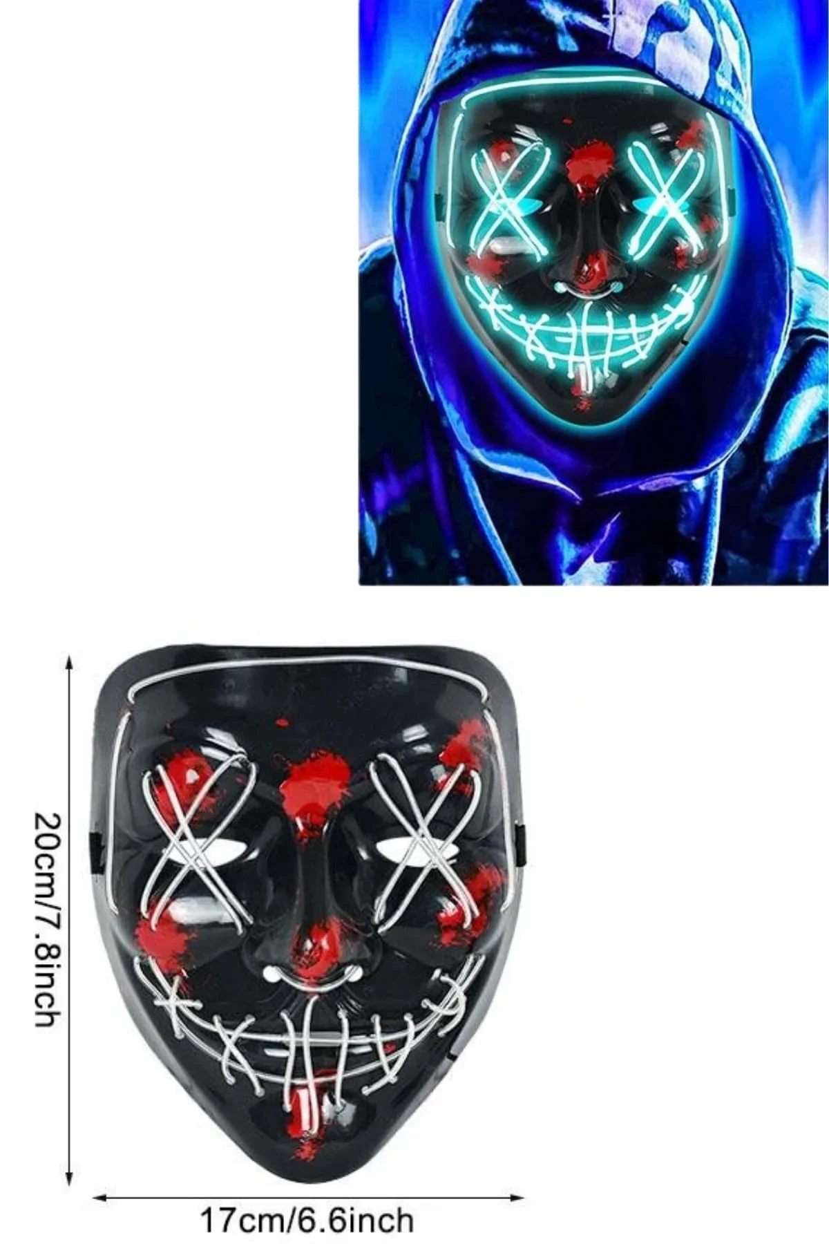 Işıklı Led Maske Parti Eğlence Maskesi Hallowen Neon Maske - Just Cheap Store Görsel 5