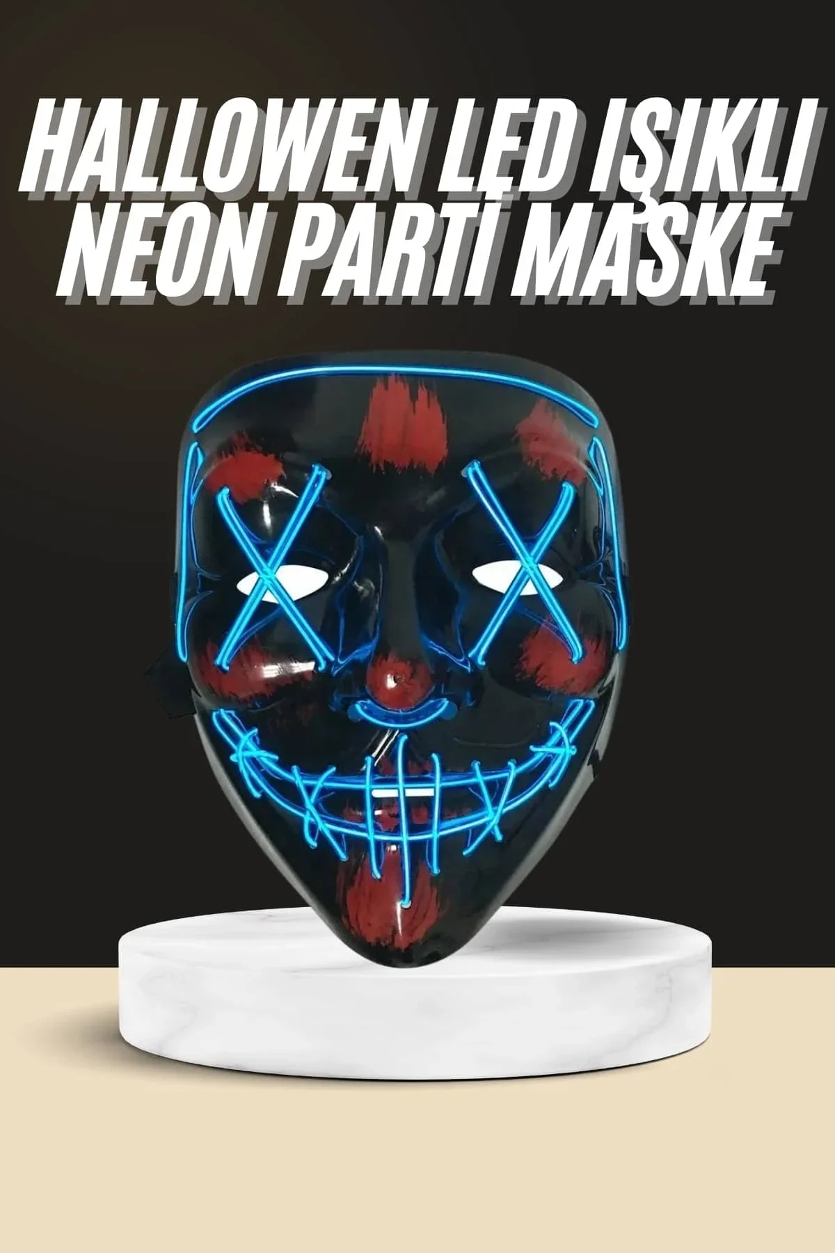 Işıklı Led Maske Parti Eğlence Maskesi Hallowen Neon Maske - Just Cheap Store Görsel 2