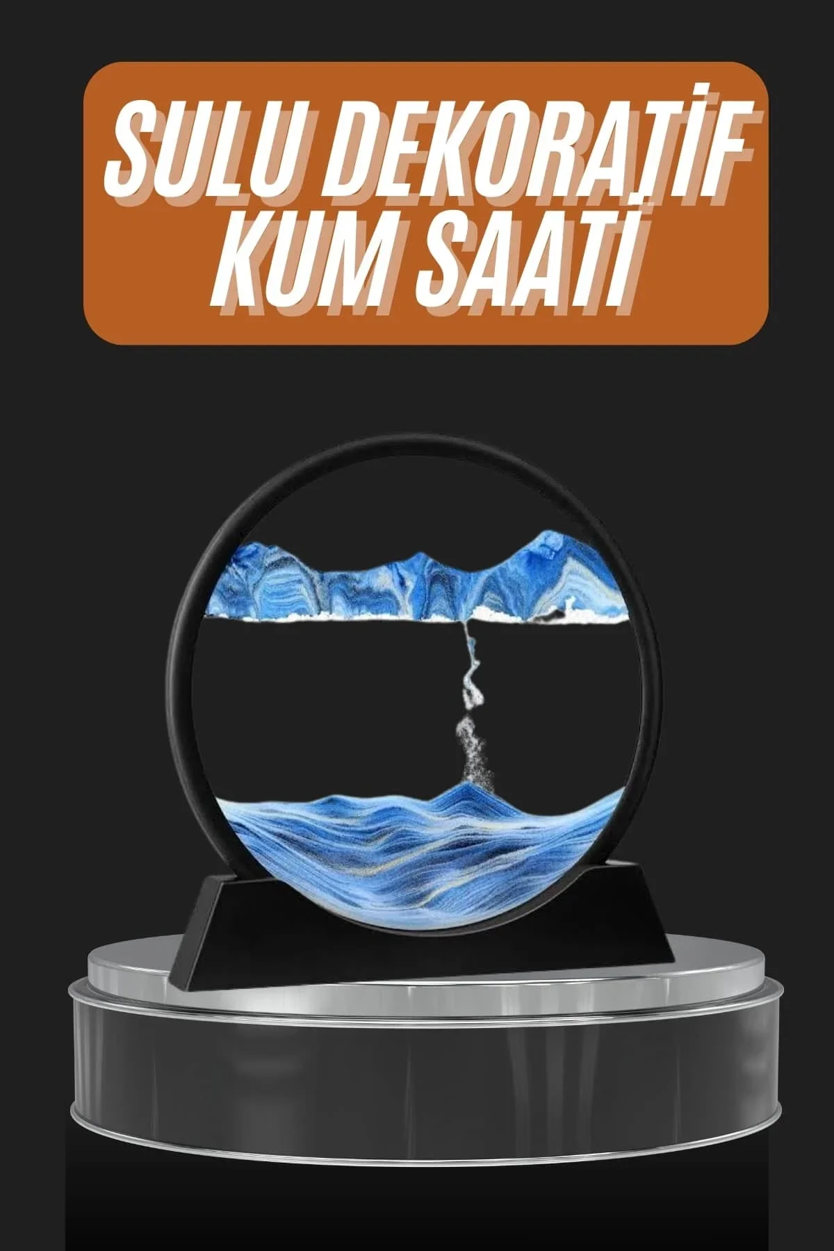 Dekoratif Sulu Kum Saati Ofis Masa Üstü Ev Yuvarlak Kum Saati - Just Cheap Store Görsel 2