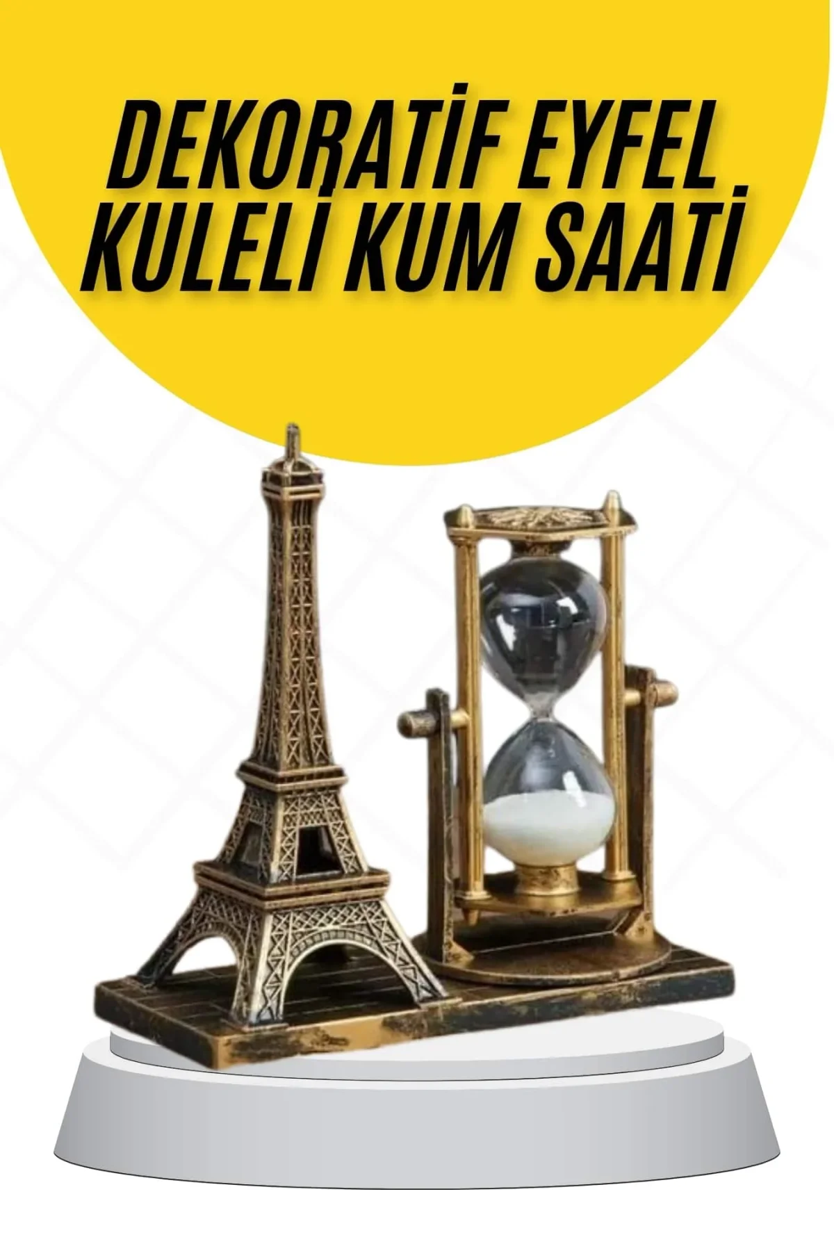 Dekoratif Eyfel Kulesi Ve Kum Saati Vintage Tarzı Masa Süsü Biblo - Just Cheap Store Görsel 2