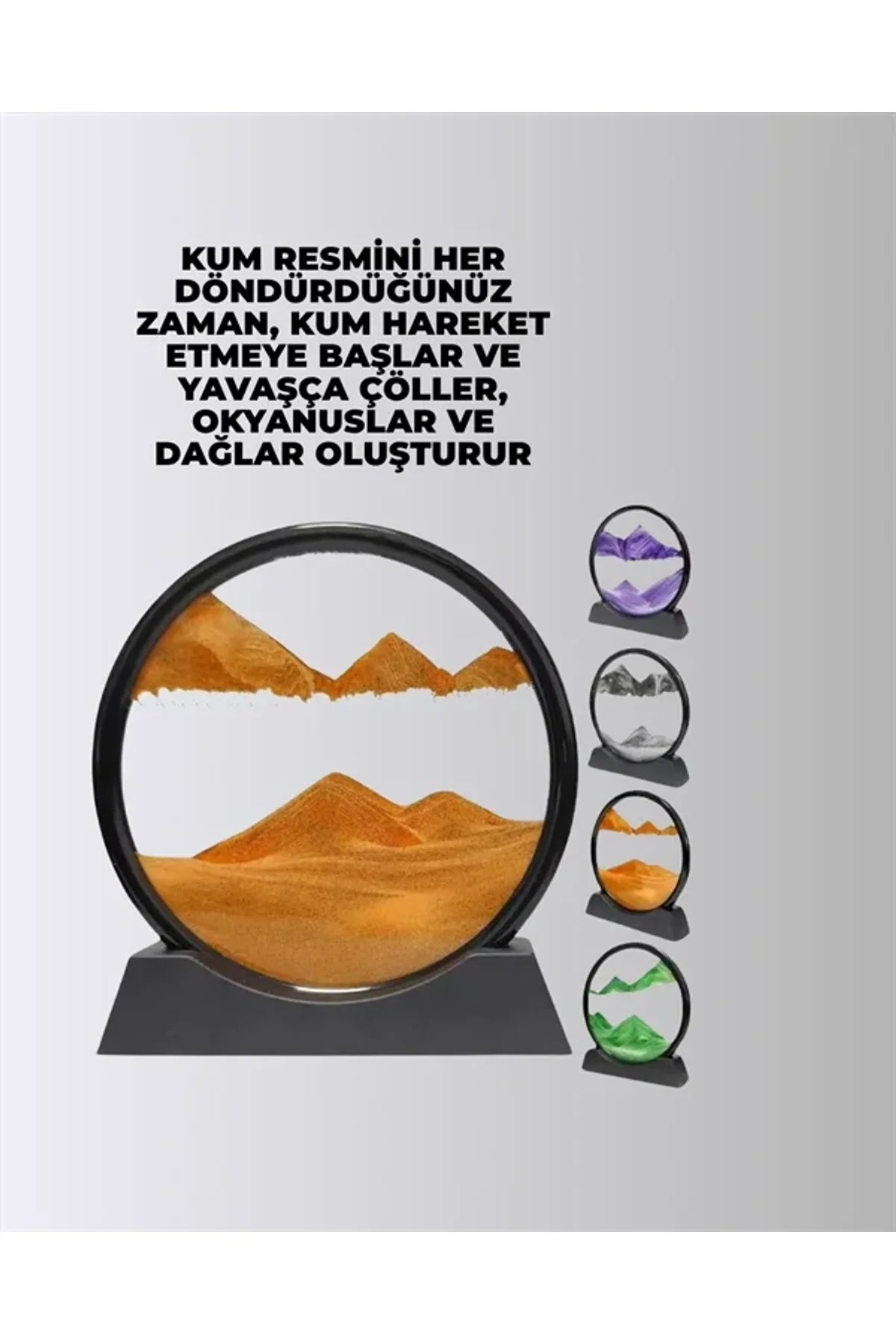 Rahatlatıcı Kum Sanatı – Yuvarlak Cam Çerçeveli Hareketli Kum Resmi, Ofis Ve Ev İçin Etkileşimli Mas - Just Cheap Store Görsel 3
