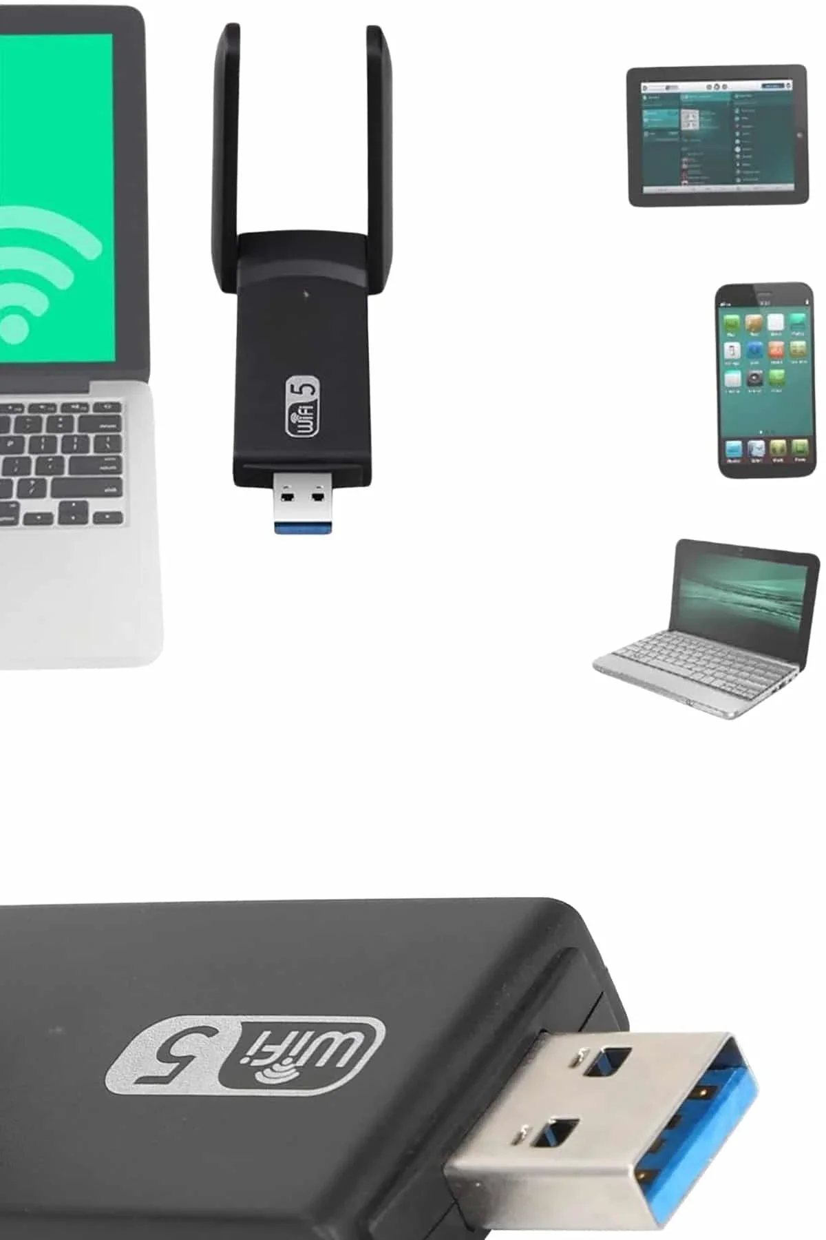 Mbps Wifi Alıcı Kablosuz Wifi Adaptörü Çift Band Çift Antenli - Just Cheap Store Görsel 3