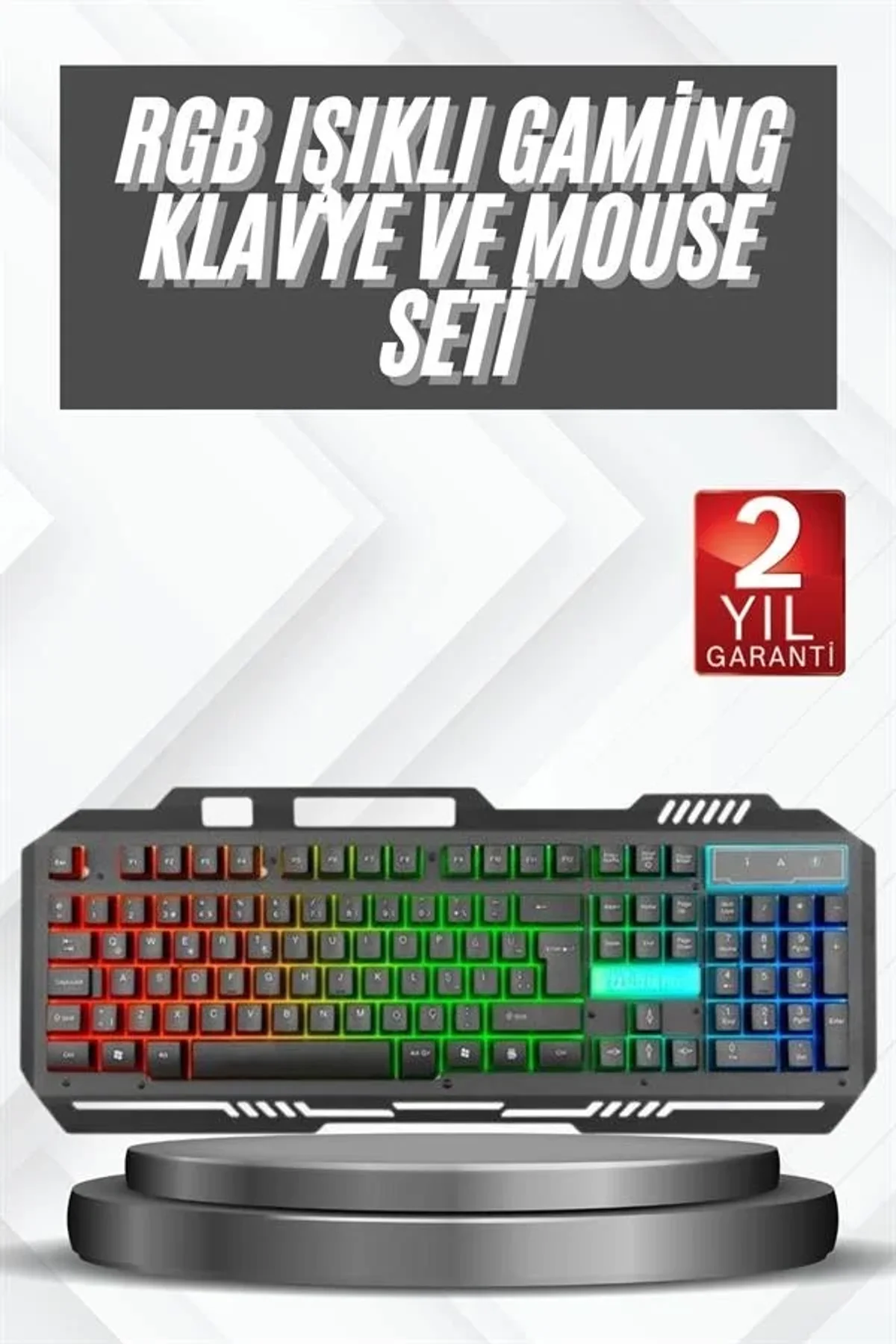 Işıklı Q Klavye Mouse Seti Siyah Klavye - Just Cheap Store Görsel 3