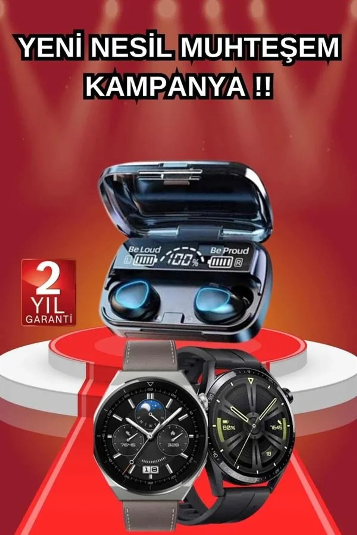 İkili Set Akıllı Saat Ve Bluetooth Kulaklık Kablosuz Uzun Pil Ömrü Spor Modları - Just Cheap Store Görsel 3