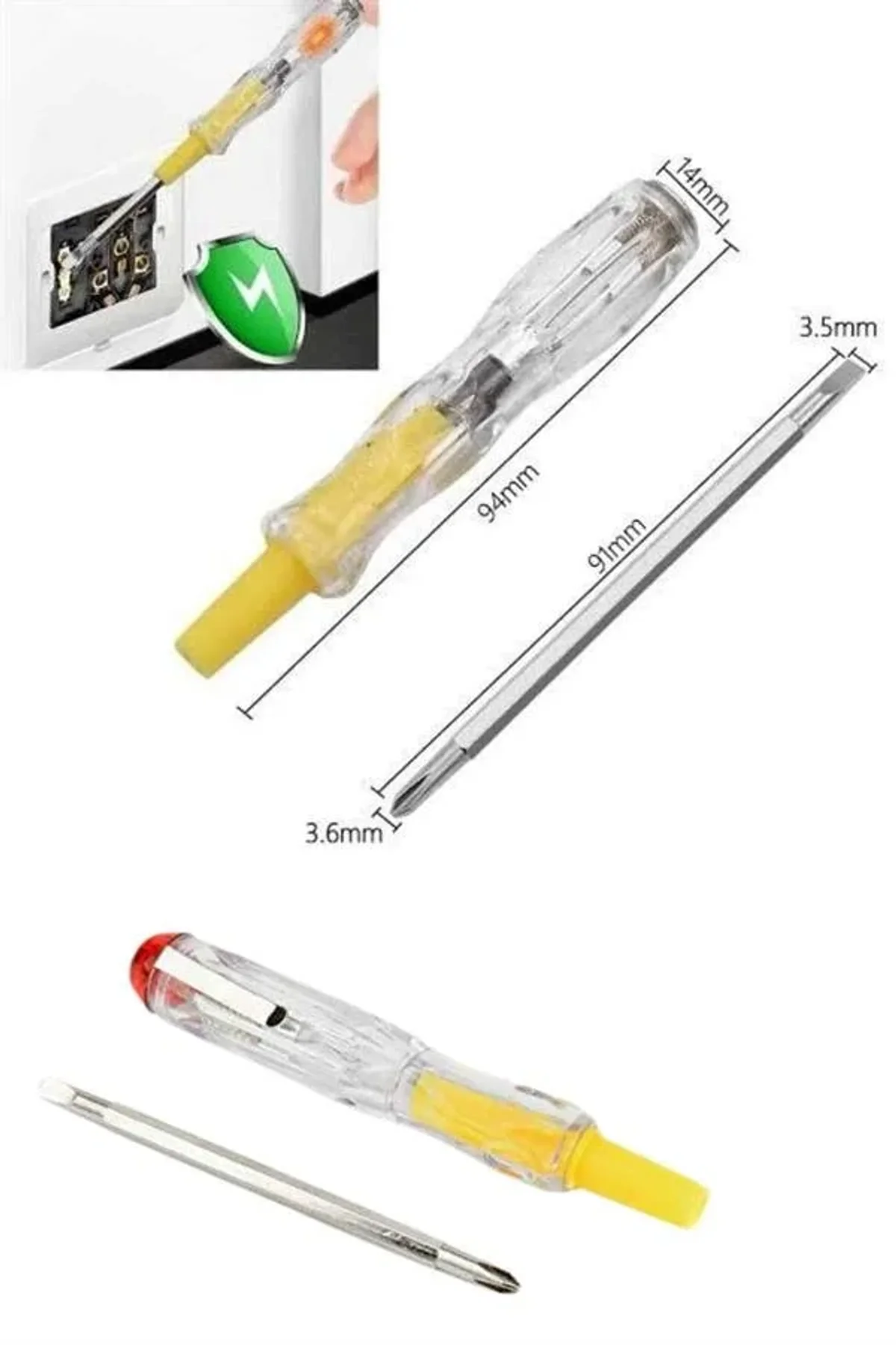 Çift Uçlu Kontrol Kalemi Elektrik Test Kalemi Şeffaf - Just Cheap Store Görsel 4