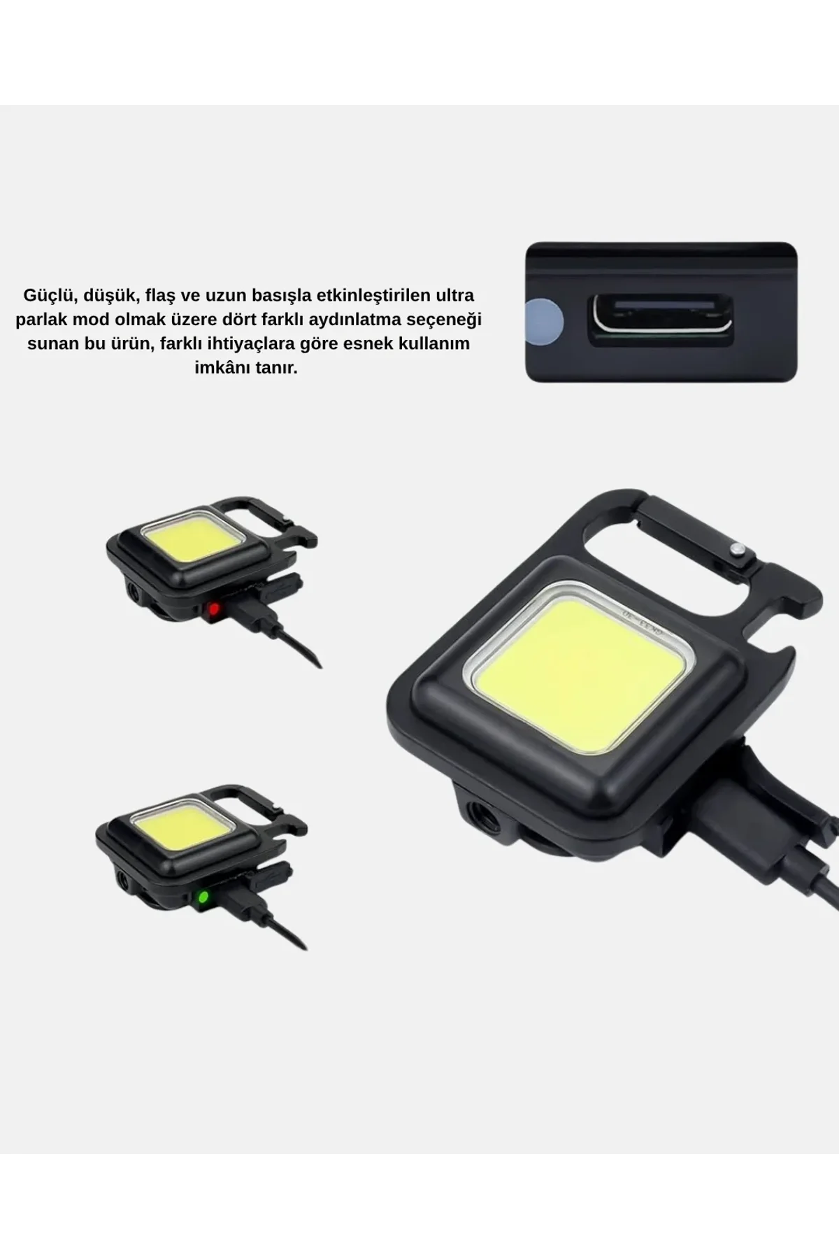Led Mini Anahtarlık Fener – 1000 Lümen Güçlü Işık Ve Usb Type-c Şarjlı - Just Cheap Store Görsel 4