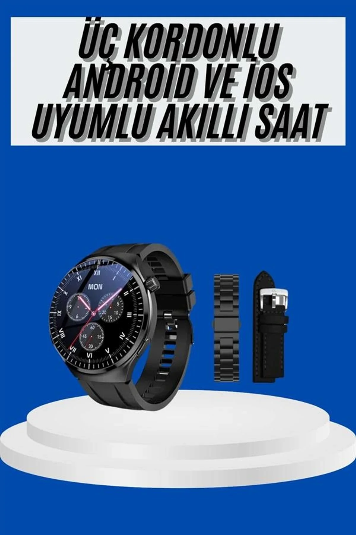 Amoled Ekran Akıllı Saat Üç Kordonlu İos Android Uyumlu - Just Cheap Store Görsel 2