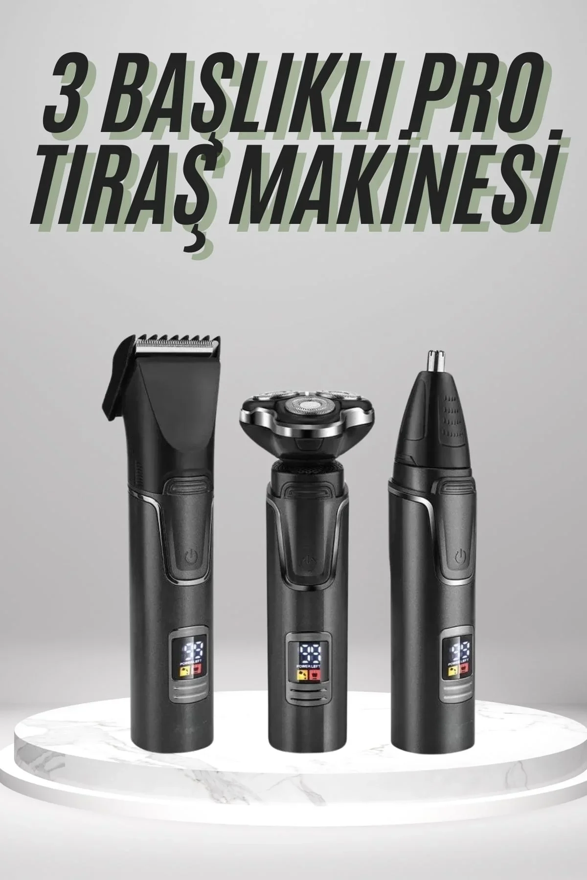 Dijital Göstergeli 3 Başlıklı Tıraş Makinesi Islak Kuru Lazer Öncesi Günlük - Just Cheap Store Görsel 2