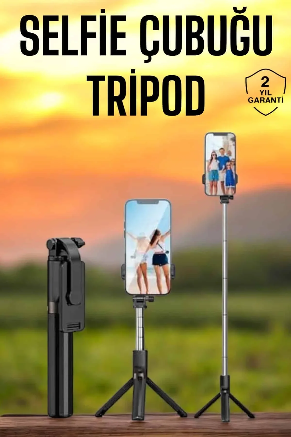 Selfie Çubuğu Tripod Kumandalı Telefon Tutucu Siyah - Just Cheap Store Görsel 2