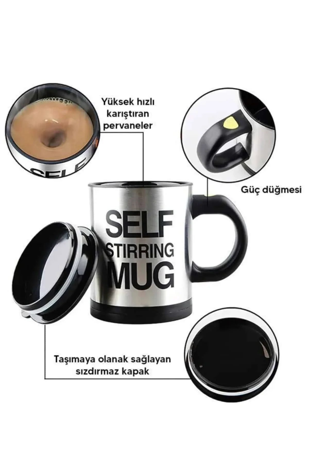 Karıştırıcı Özellikli Mikser Kupa Bardak Kompakt Taşınabilir Mug - Just Cheap Store Görsel 4