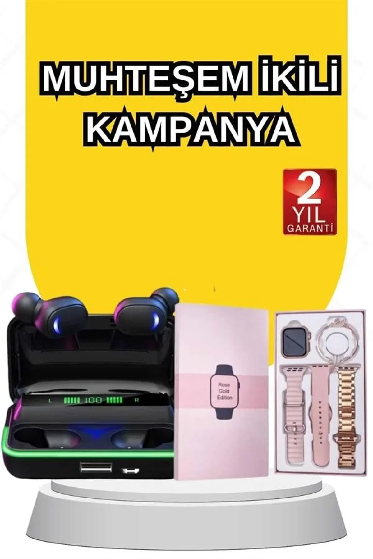 Kadınlara Özel Bileklik Hediyeli Akıllı Saat Ve Dijital Göstergeli Anc Özellikli Bluetooth Kulaklık - Just Cheap Store Görsel 3