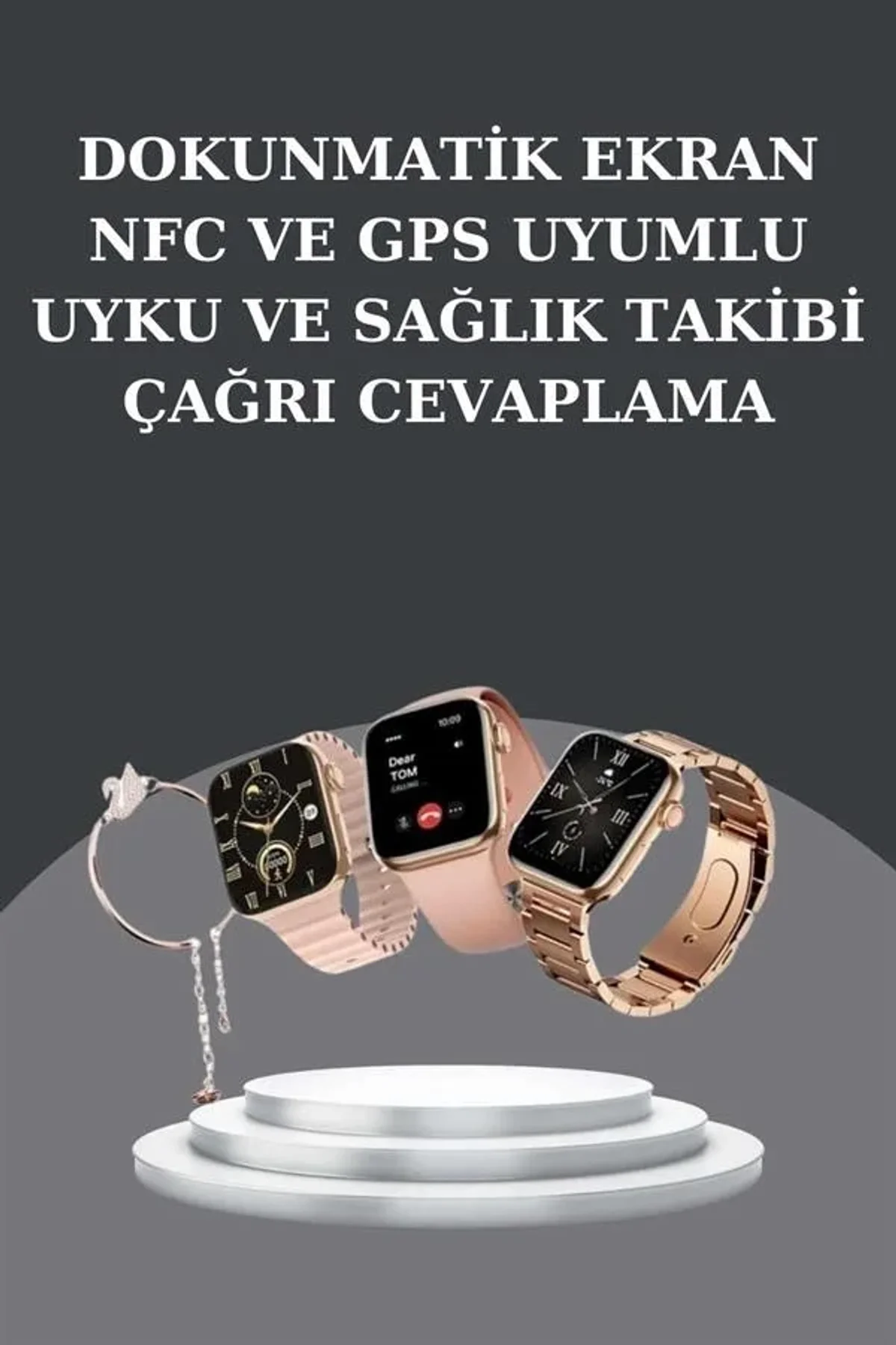 Kadınlara Özel Bileklik Hediyeli Akıllı Saat Ve Dijital Göstergeli Anc Özellikli Bluetooth Kulaklık - Just Cheap Store Görsel 4