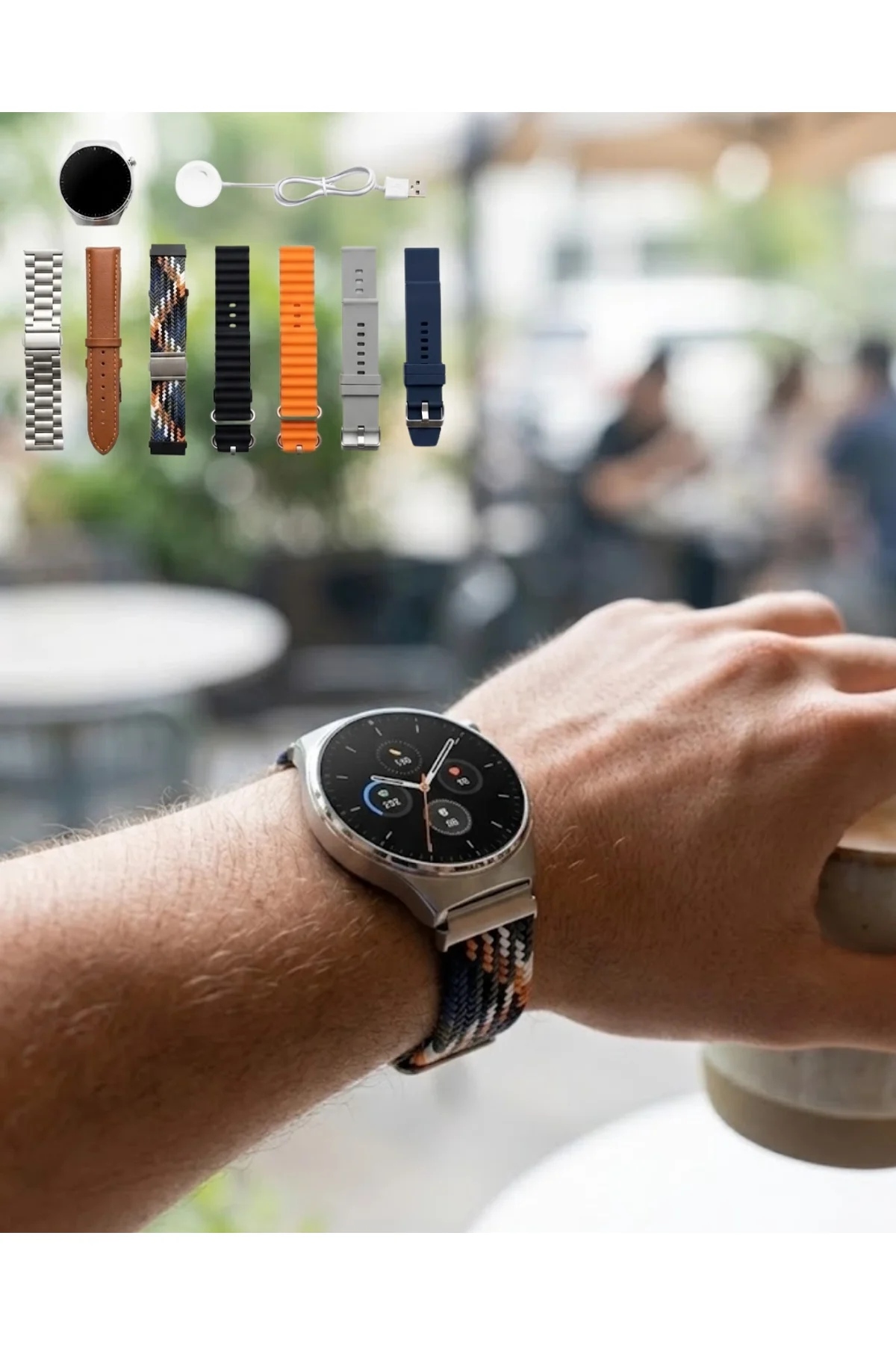 Akıllı Saat 7 Kordonlu Bluetooth Arama Nabız Takip Ve Spor Modlu Çok Fonksiyonlu
