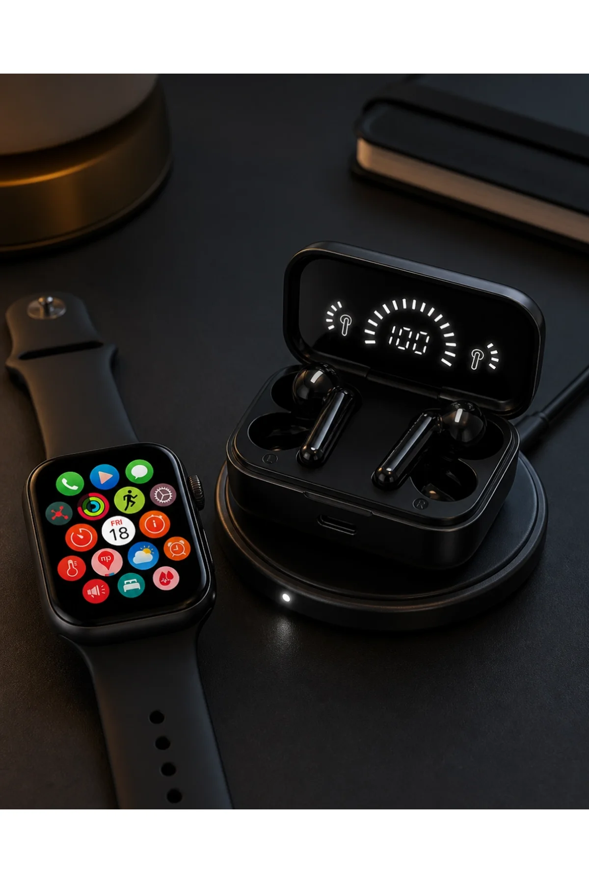 Spor Ve Günlük Kullanıma Uygun Akıllı Saat Ve Bluetooth Kulaklık Seti Yüksek Performans