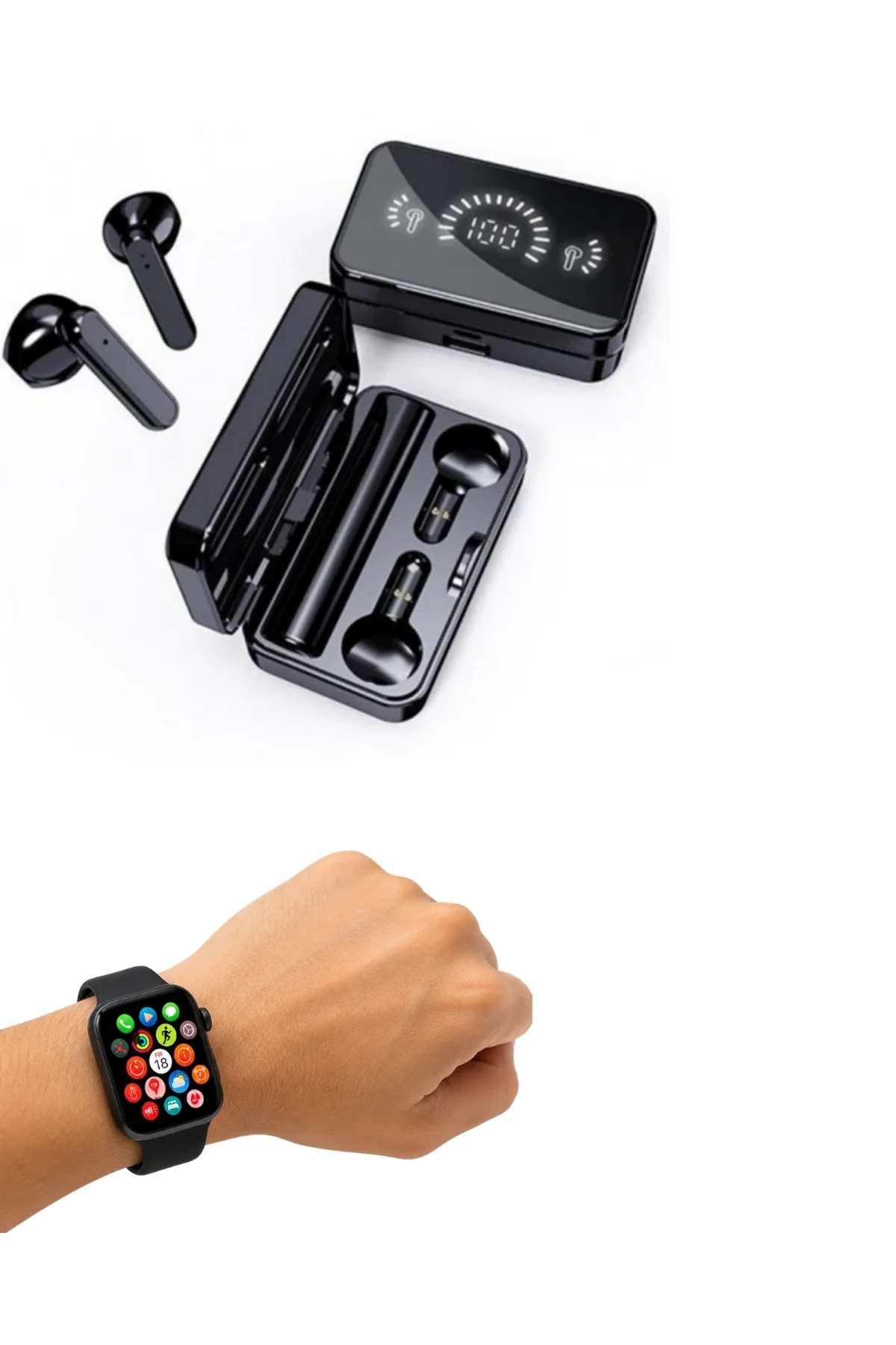 Full Ekran Akıllı Saat Ve Kablosuz Kulaklık Seti Çağrı Özellikli Ve Uzun Süreli Kullanım - Just Cheap Store Görsel 5