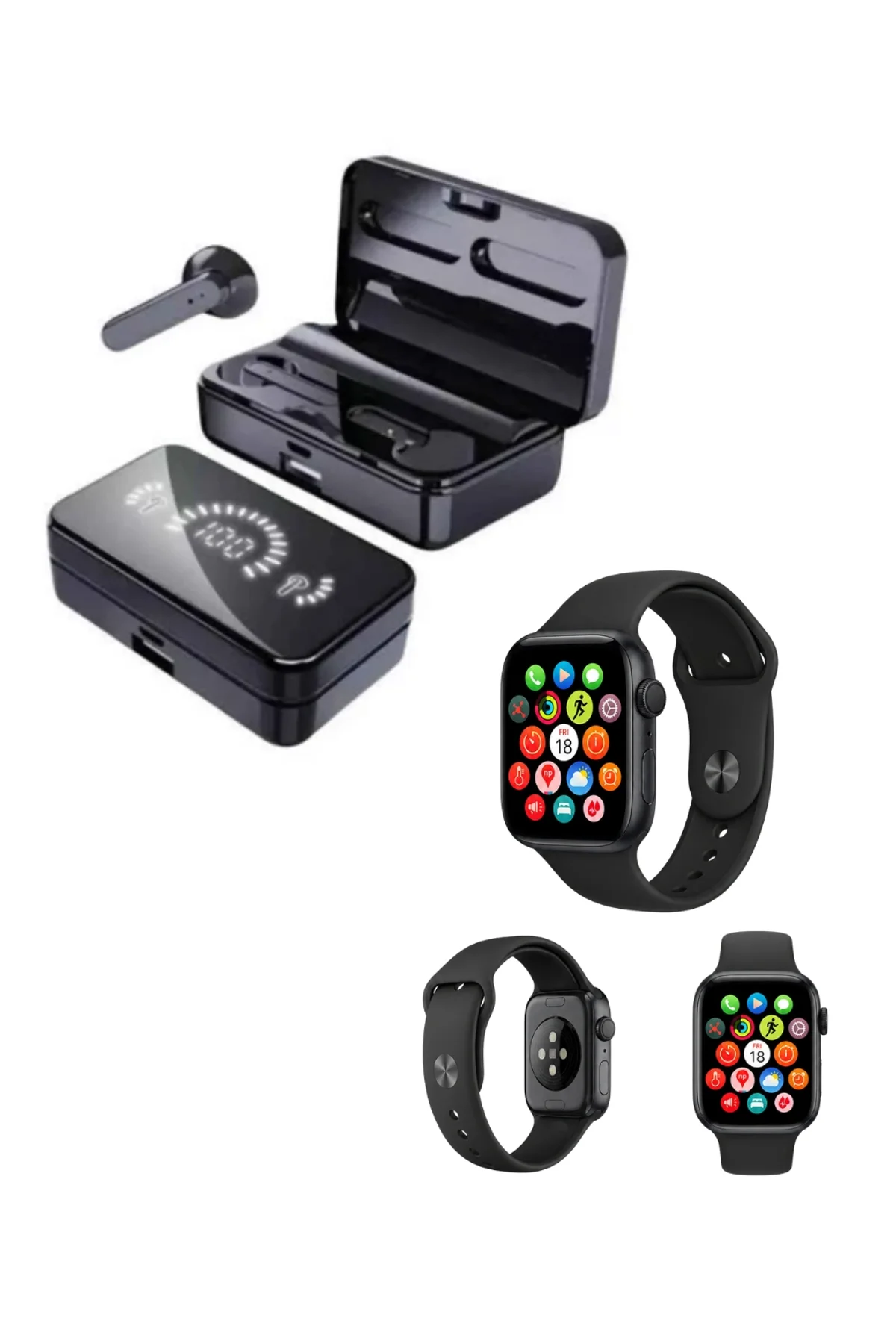 Akıllı Saat Ve Bluetooth Kulaklık Seti Amoled Ekran Uzun Batarya Ve Kablosuz Kullanım - Just Cheap Store Görsel 3