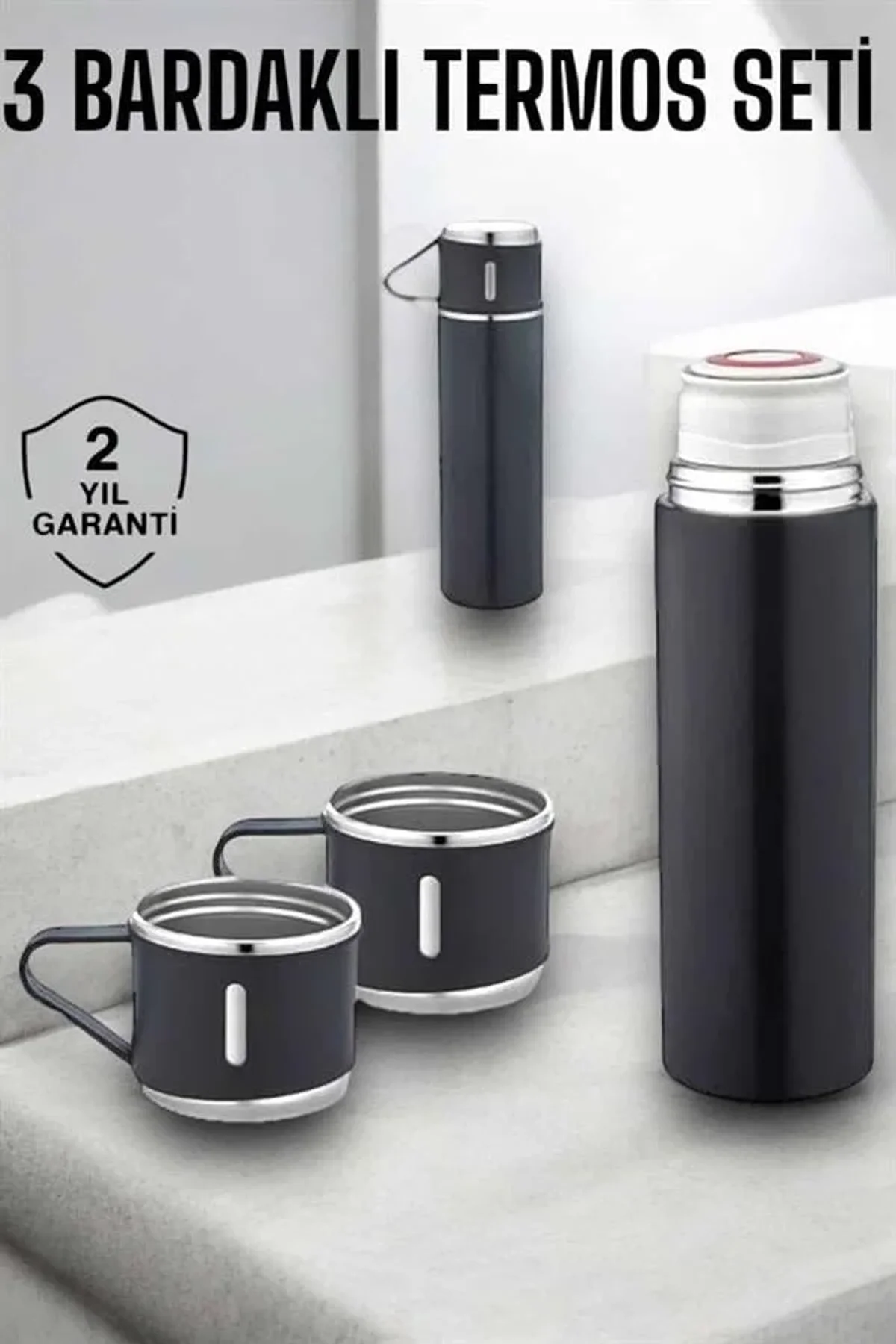 Paslanmaz Çelik 3’lü Termos Seti Vakumlu Ve 8 Saat Isı Koruma - Just Cheap Store Görsel 3