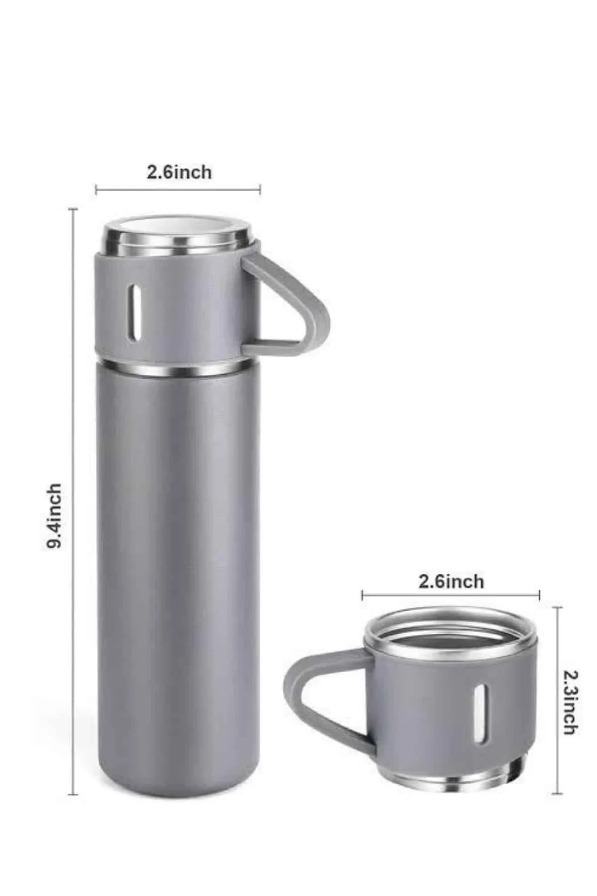 Termos Seti Paslanmaz Çelik 3 Bardaklı Vakumlu Termos Set 500 Ml 12 Saate Kadar Isı Koruma - Just Cheap Store Görsel 4