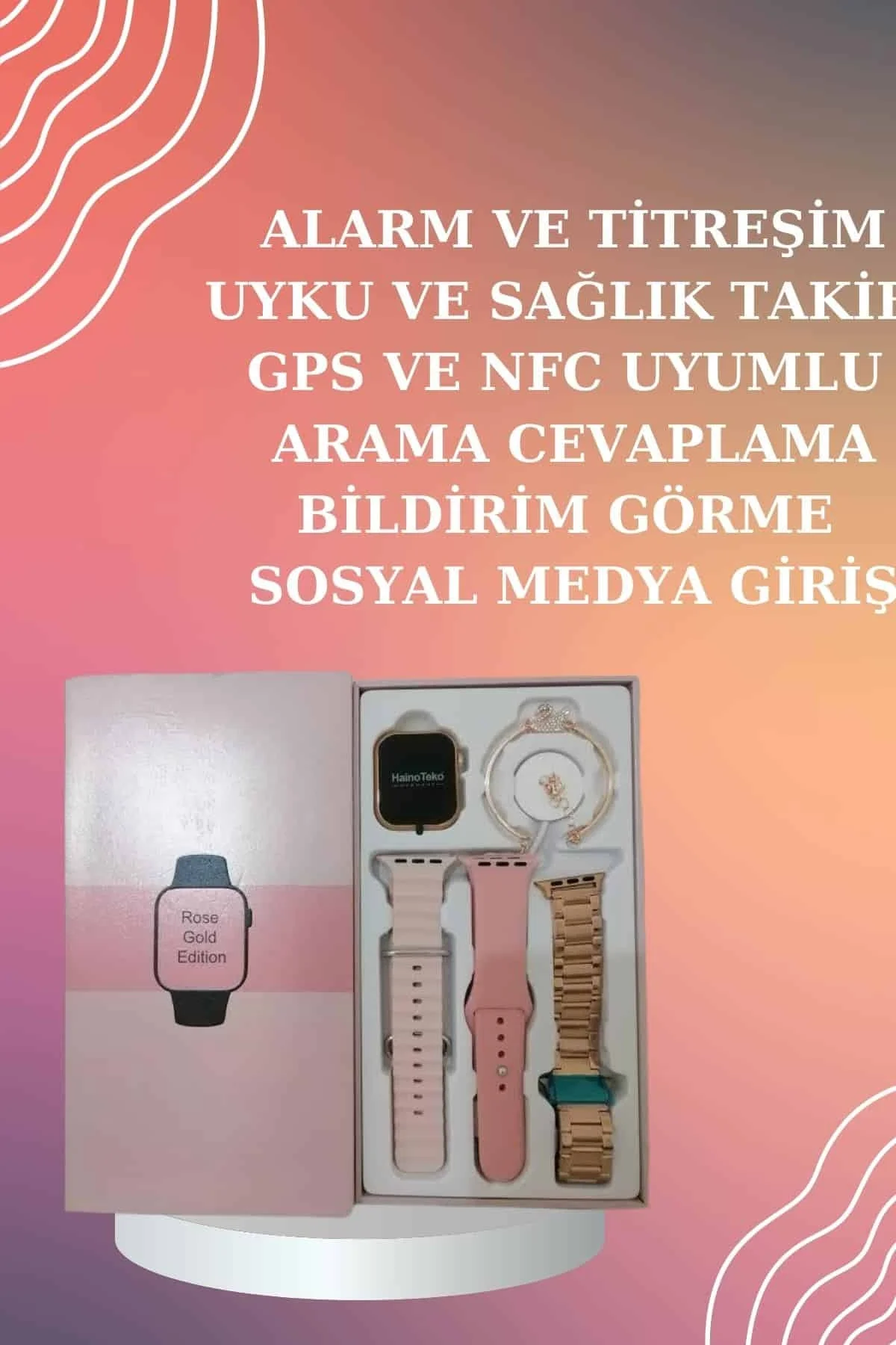 Yeni Nesil Pembe Dokunmatik Ekran Akıllı Saat Ve Kulaklığı Kablosuz Bluetooth Kulaklık - Just Cheap Store Görsel 4