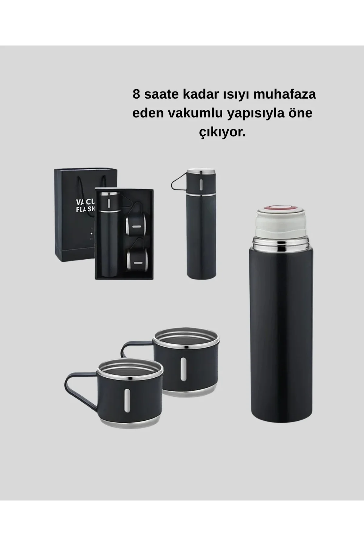 Paslanmaz Çelik 500 Ml Termos Seti – 8 Saat Isı Koruma, Vakumlu, Sızdırmaz Ve Taşınabilir - Just Cheap Store Görsel 5