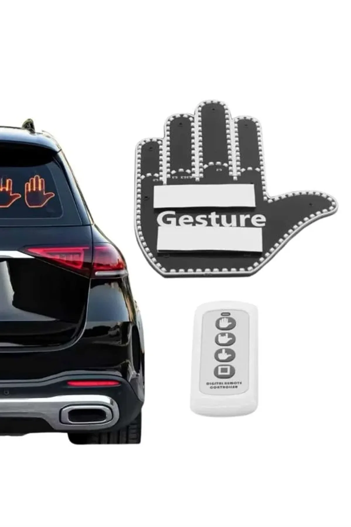 El Orta Parmak Led Kumandalı Araç İçi Reflektör Arka Cam El Simgesi - Just Cheap Store Görsel 5