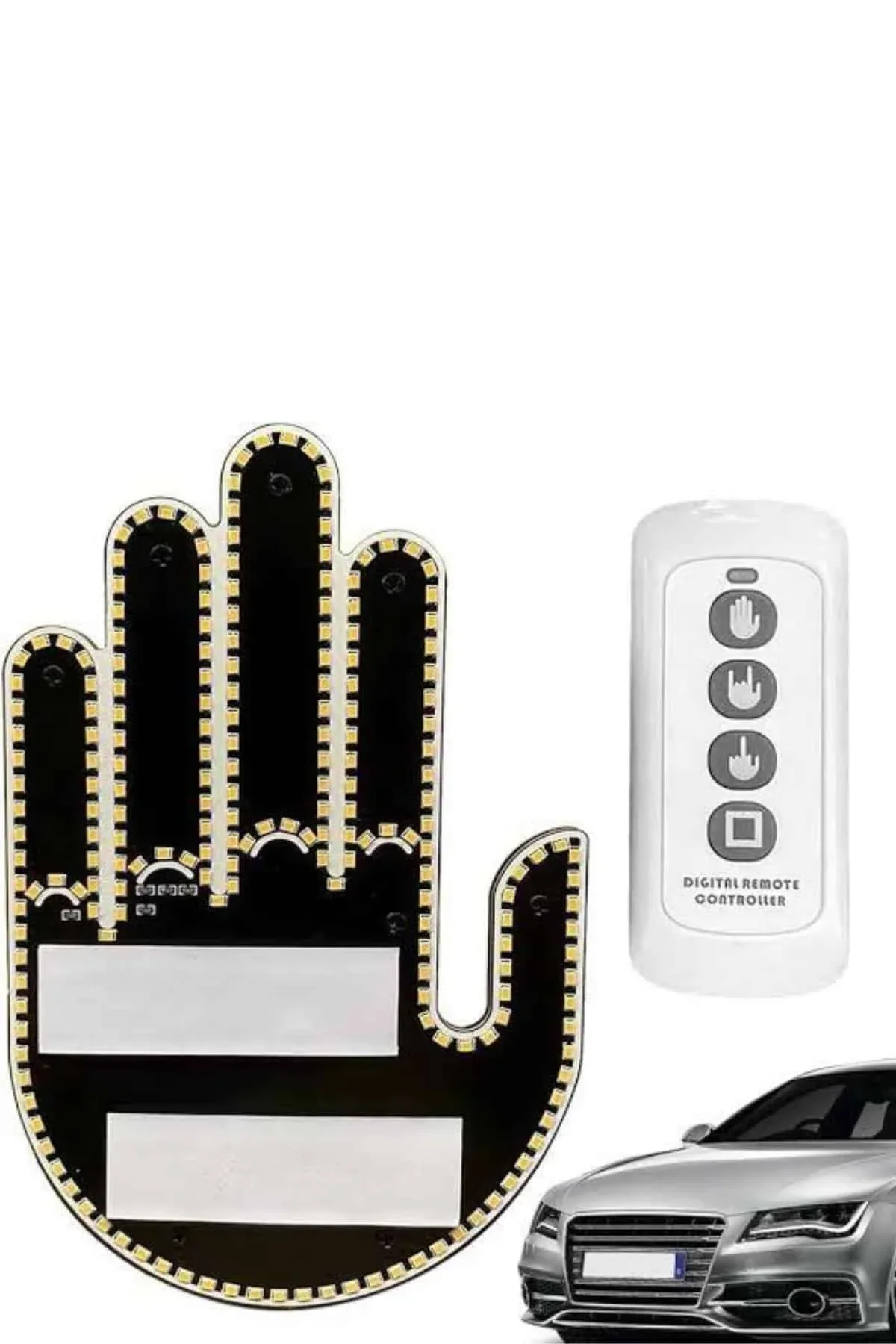 El Orta Parmak Led Kumandalı Araç İçi Reflektör Arka Cam El Simgesi - Just Cheap Store Görsel 4