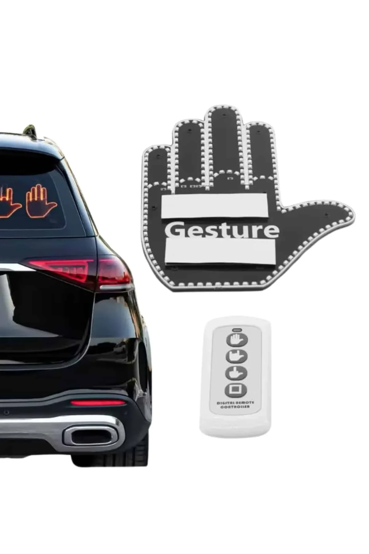 El Orta Parmak Led Kumandalı Araç İçi Reflektör Arka Cam El Simgesi - Just Cheap Store Görsel 5