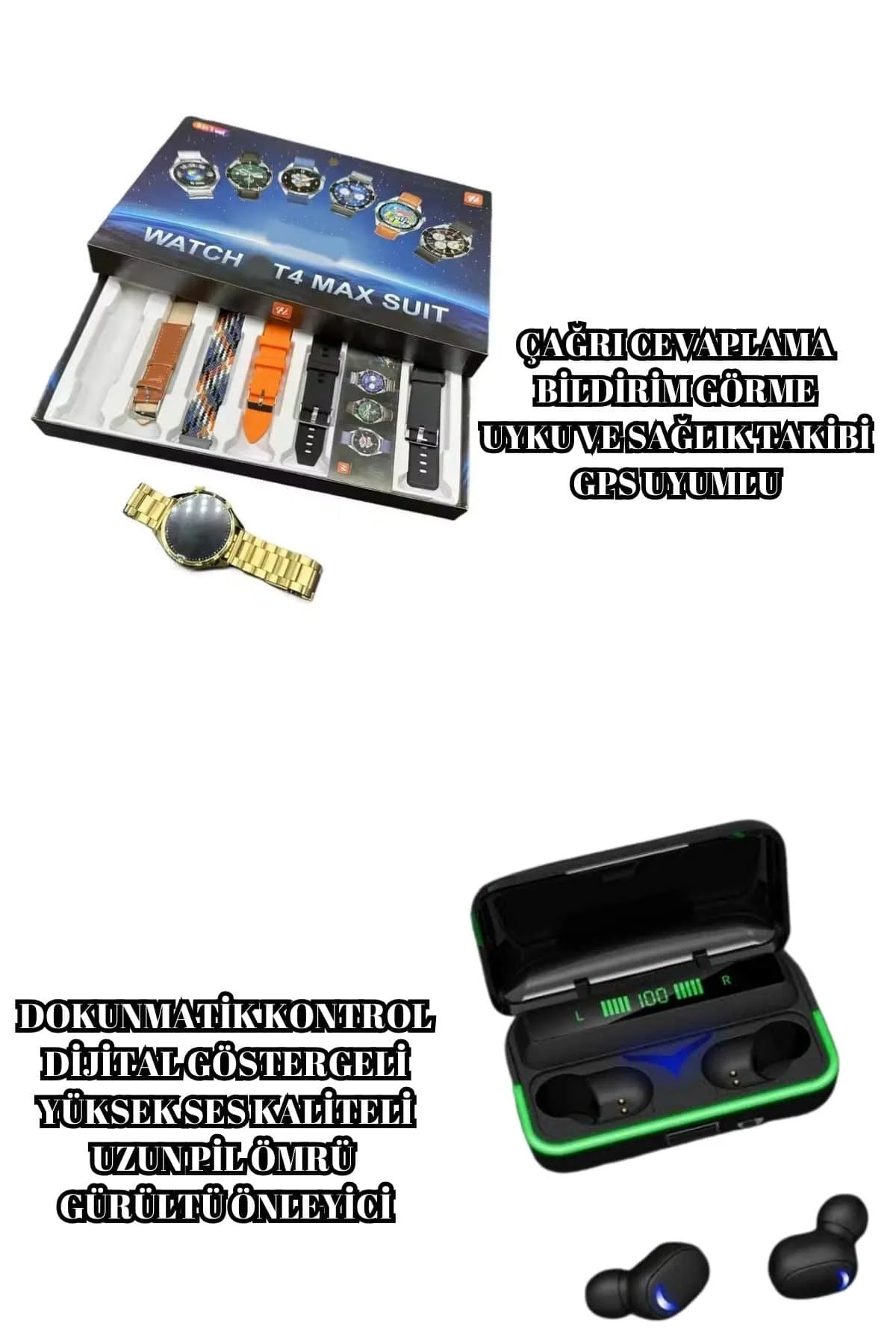 Powerbank Bluetooth Kulaklık Ve Akıllı Saat 7 Kordonlu Metal Kordon Plastik Kordon - Just Cheap Store Görsel 2