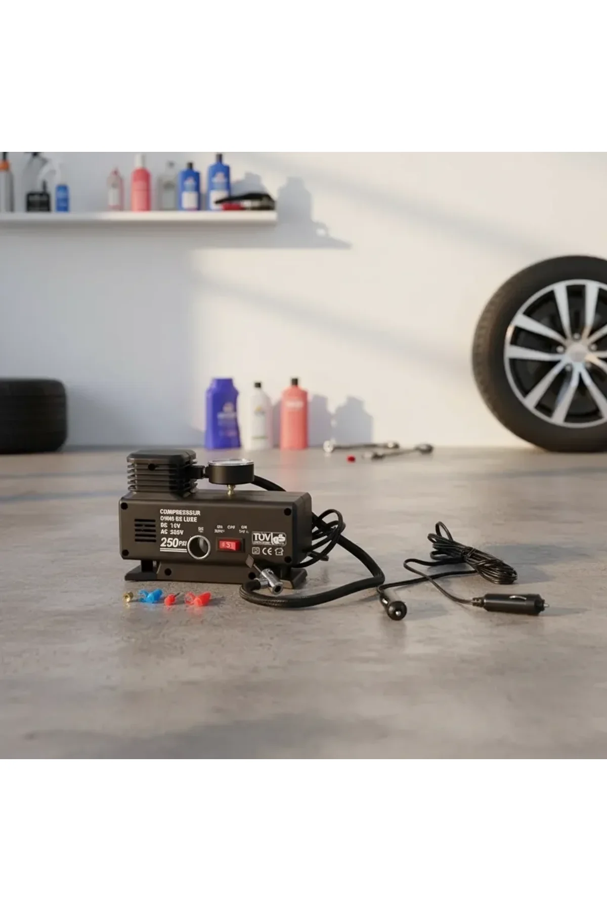 250 Psı Oto Hava Kompresörü - 220v Ve 12v Uyumlu Yol Yardım Lastik Şişirme Pompası