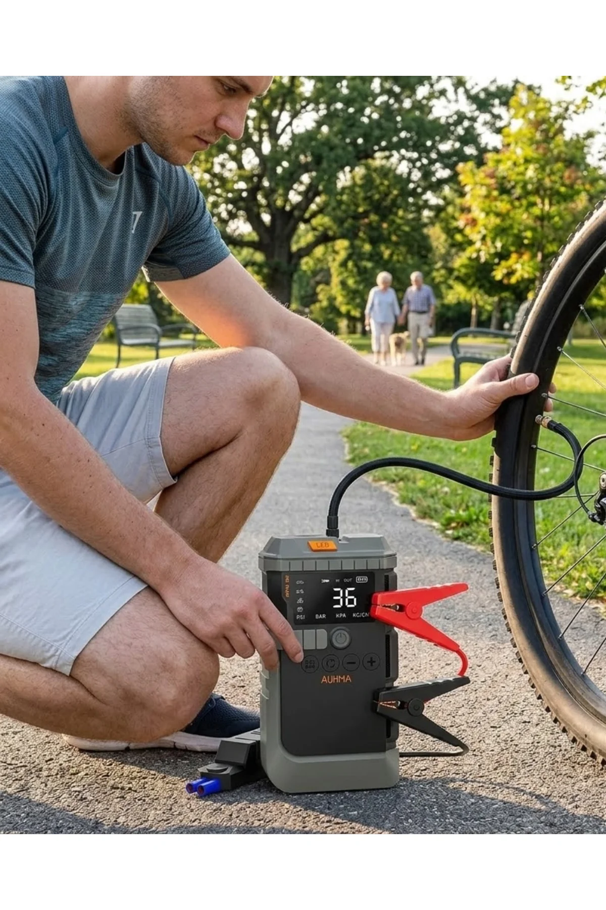 Araç Lastik Basınç Pompası Akü Takviye Powerbank Ve Sos Işıklı Çok Fonksiyonlu Cihaz