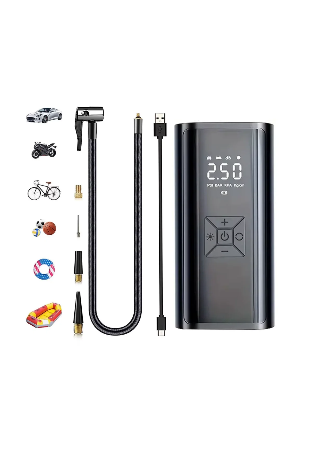 Kablosuz Lastik Şişirme Kompresörü Dijital Ekranlı Powerbank Özellikli Hava Pompası - Just Cheap Store Görsel 4