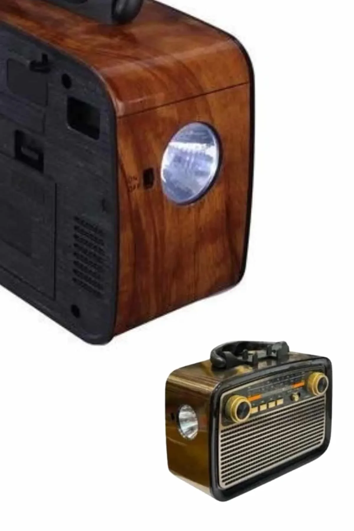 Nostaljik Görünümlü Ahşap Radyo Tf Sd Usb Girişli Led Fener Işıklı - Just Cheap Store Görsel 5