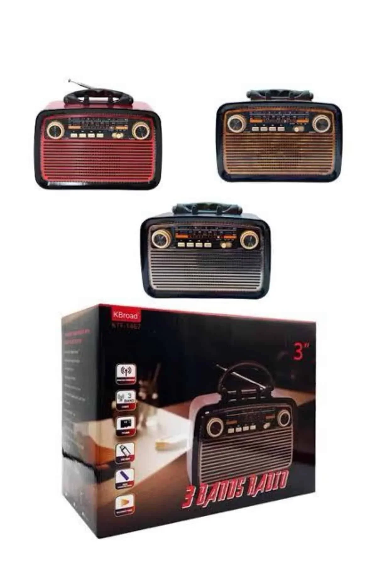 Nostaljik Görünümlü Ahşap Radyo Tf Sd Usb Girişli Led Fener Işıklı - Just Cheap Store Görsel 3