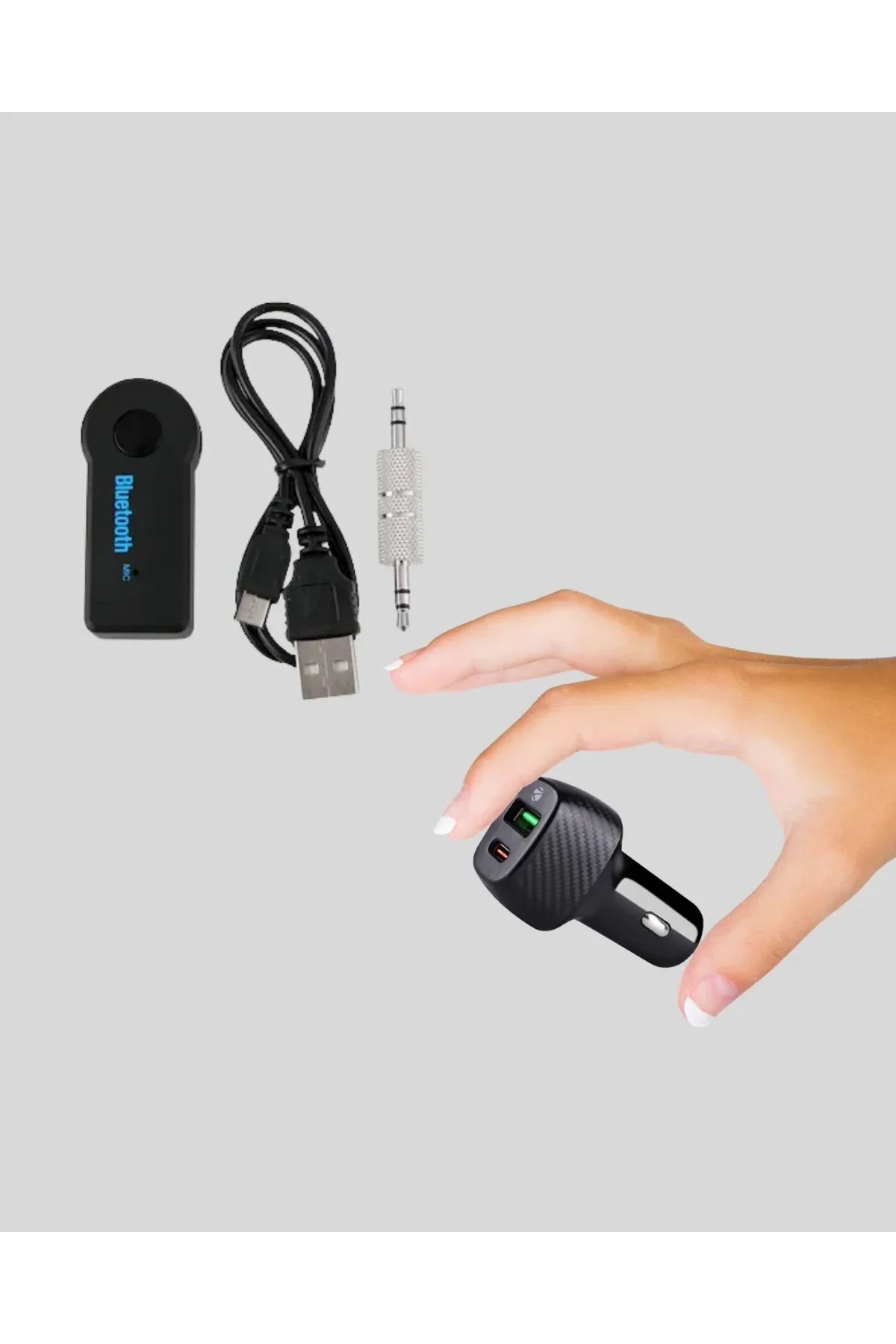 Aux Bluetooth Adaptör Ve 38w Hızlı Araç Şarj Cihazı Seti - Just Cheap Store Görsel 4