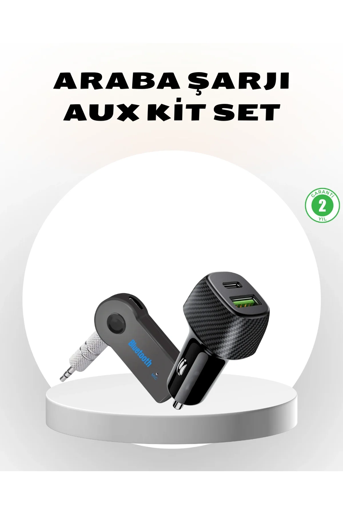 Bluetooth Aux Çevirici Ve Pd Destekli Araç Şarj Cihazı 2’li Set