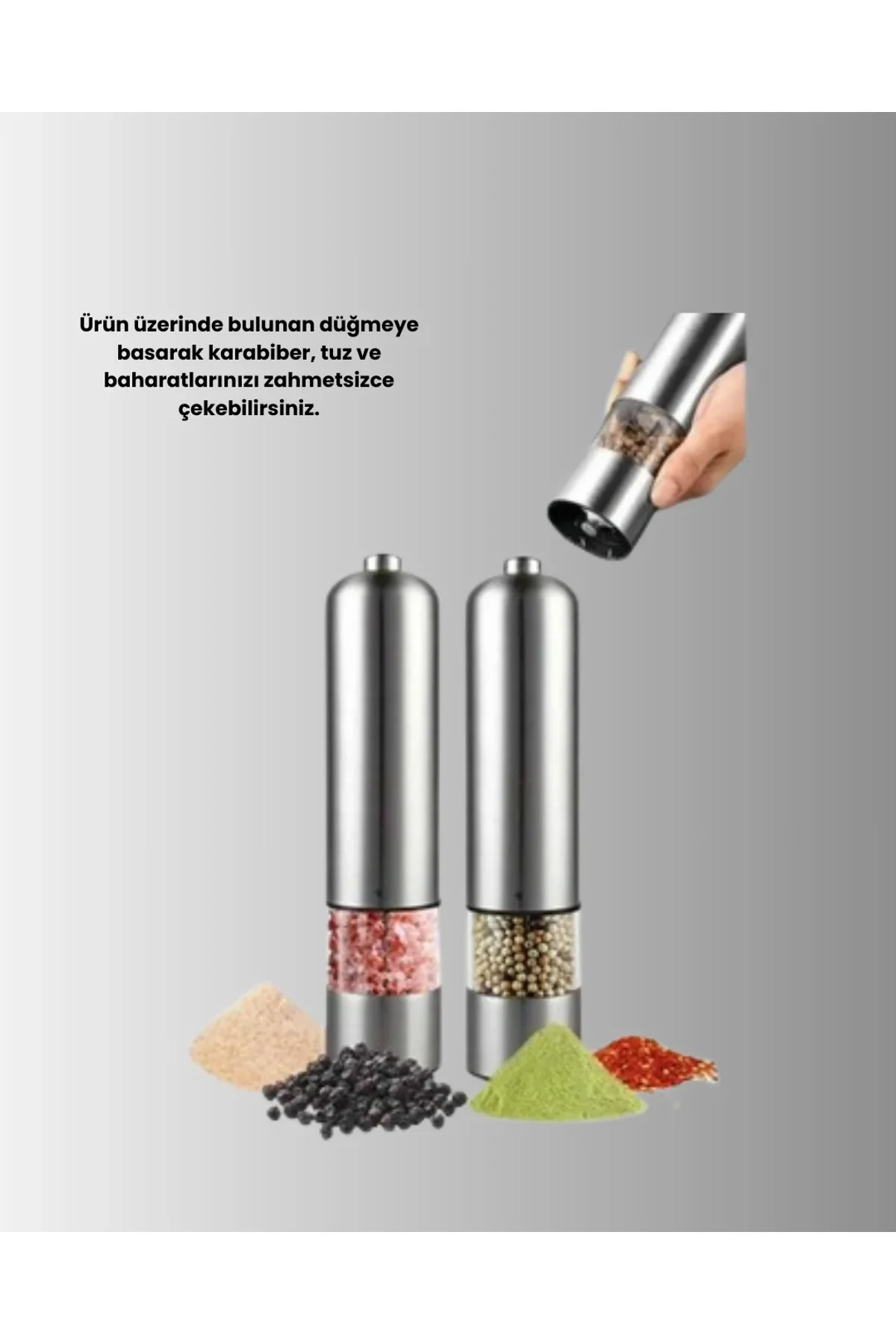 Otomatik Baharat Değirmeni Paslanmaz Gövde Ergonomik Tasarım - Just Cheap Store Görsel 4