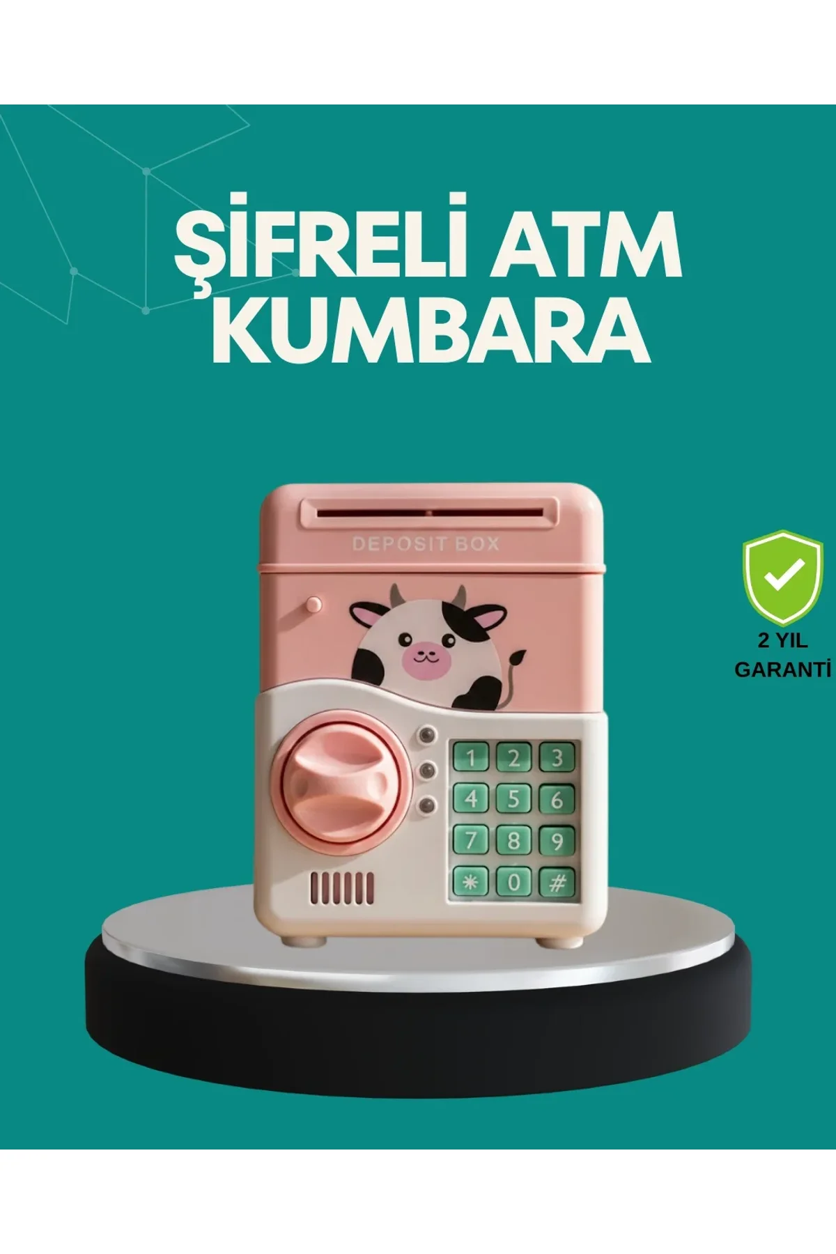Pembe Atm Kasa Görünümlü Elektronik Şifreli Çocuk Kumbarası - Just Cheap Store Görsel 2