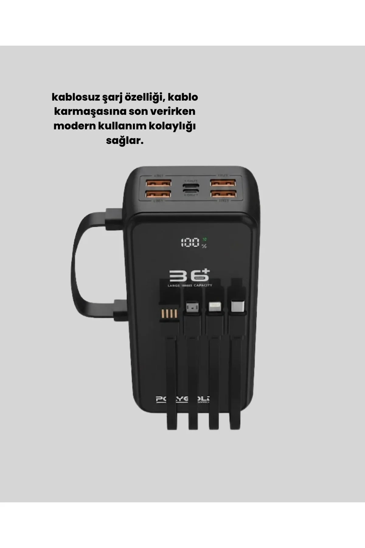 Kablosuz Şarj Özellikli Güç Bankası Gün Boyu Kesintisiz Enerji - Just Cheap Store Görsel 3