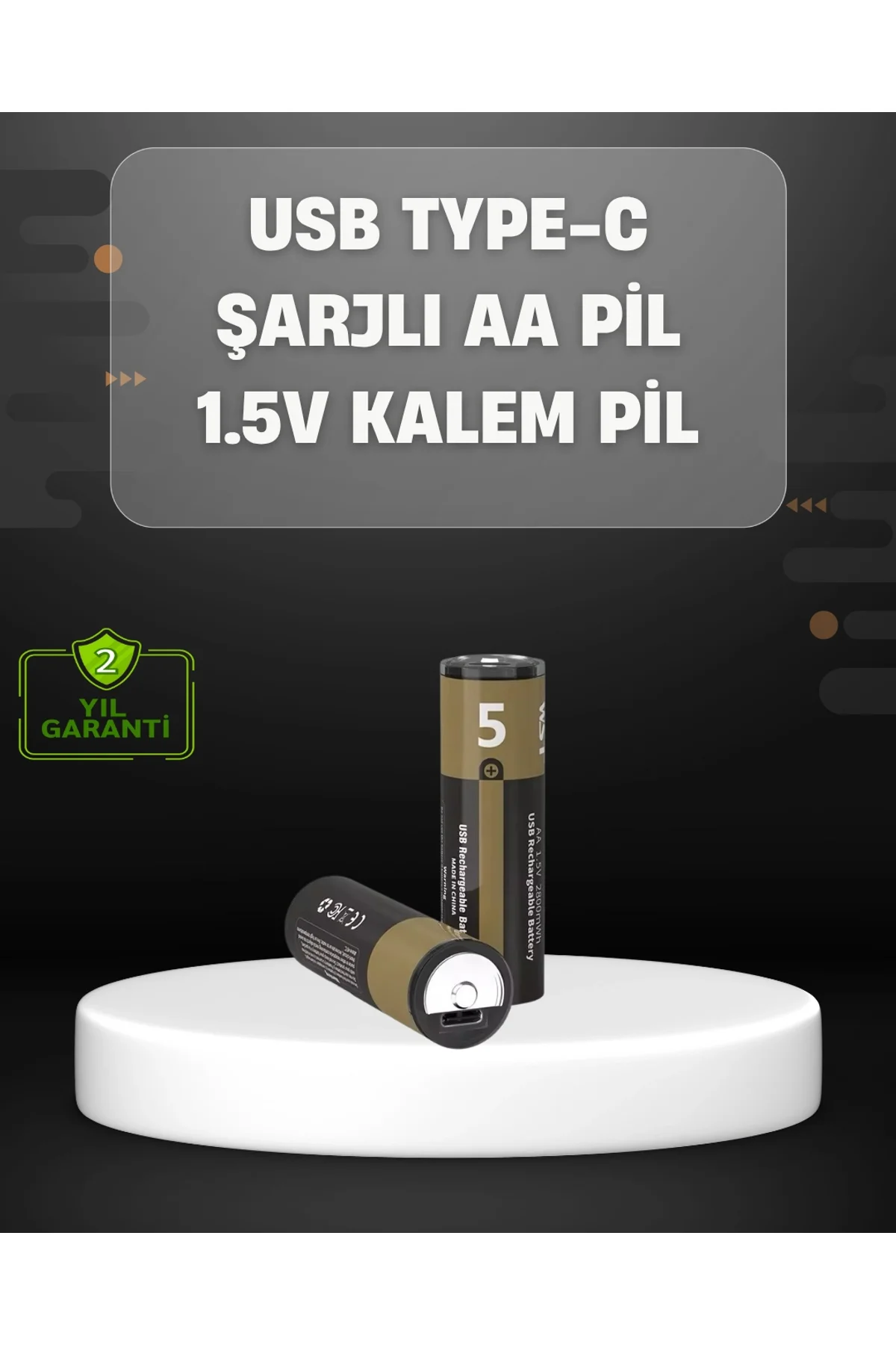 Usb Type-c Girişli Şarjlı Aa Lityum Pil | 1.5v Sabit Çıkış | 3200mwh (2'li Paket) - Just Cheap Store Görsel 2