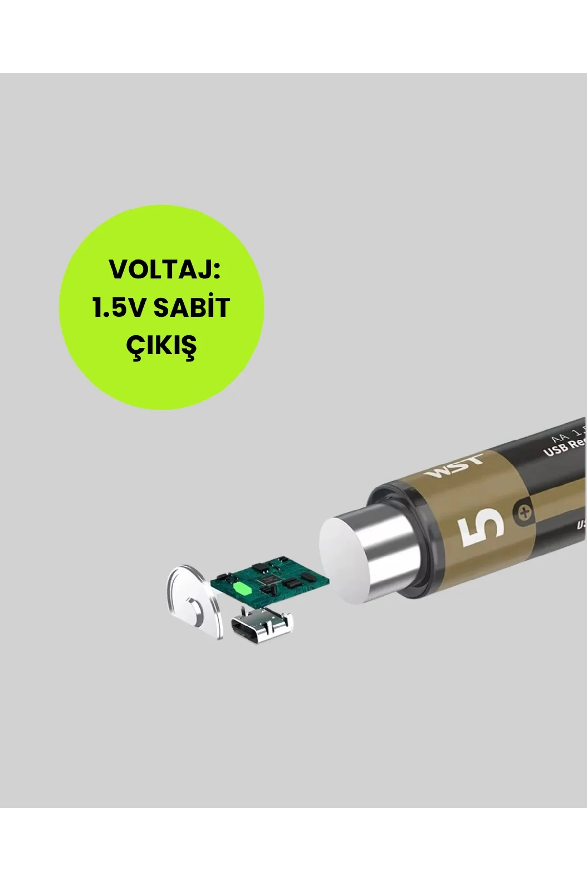 Usb Type-c Girişli Şarjlı Aa Lityum Pil | 1.5v Sabit Çıkış | 3200mwh (2'li Paket) - Just Cheap Store Görsel 4