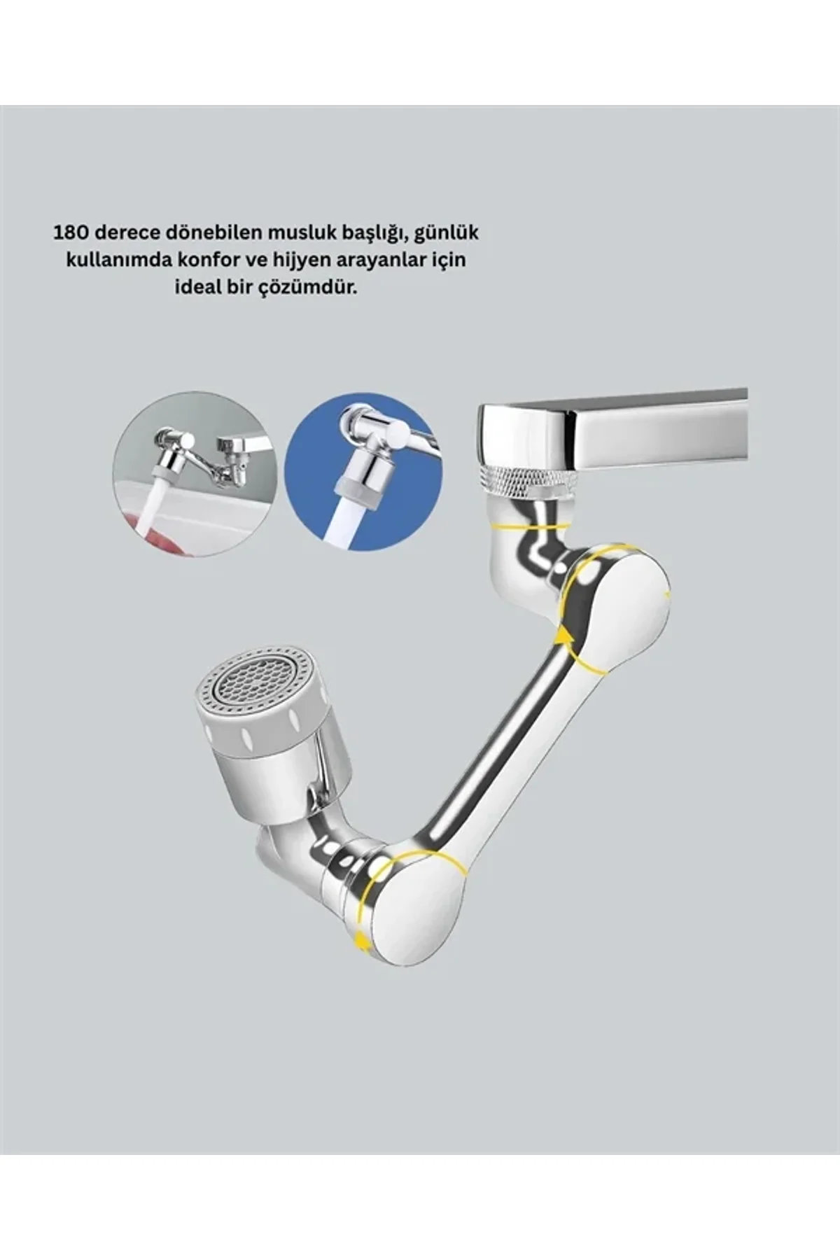 Esnek 1080° Musluk Başlığı 3 Eklemli Hareketli Su Modlu Lavabo Aparatı - Just Cheap Store Görsel 3